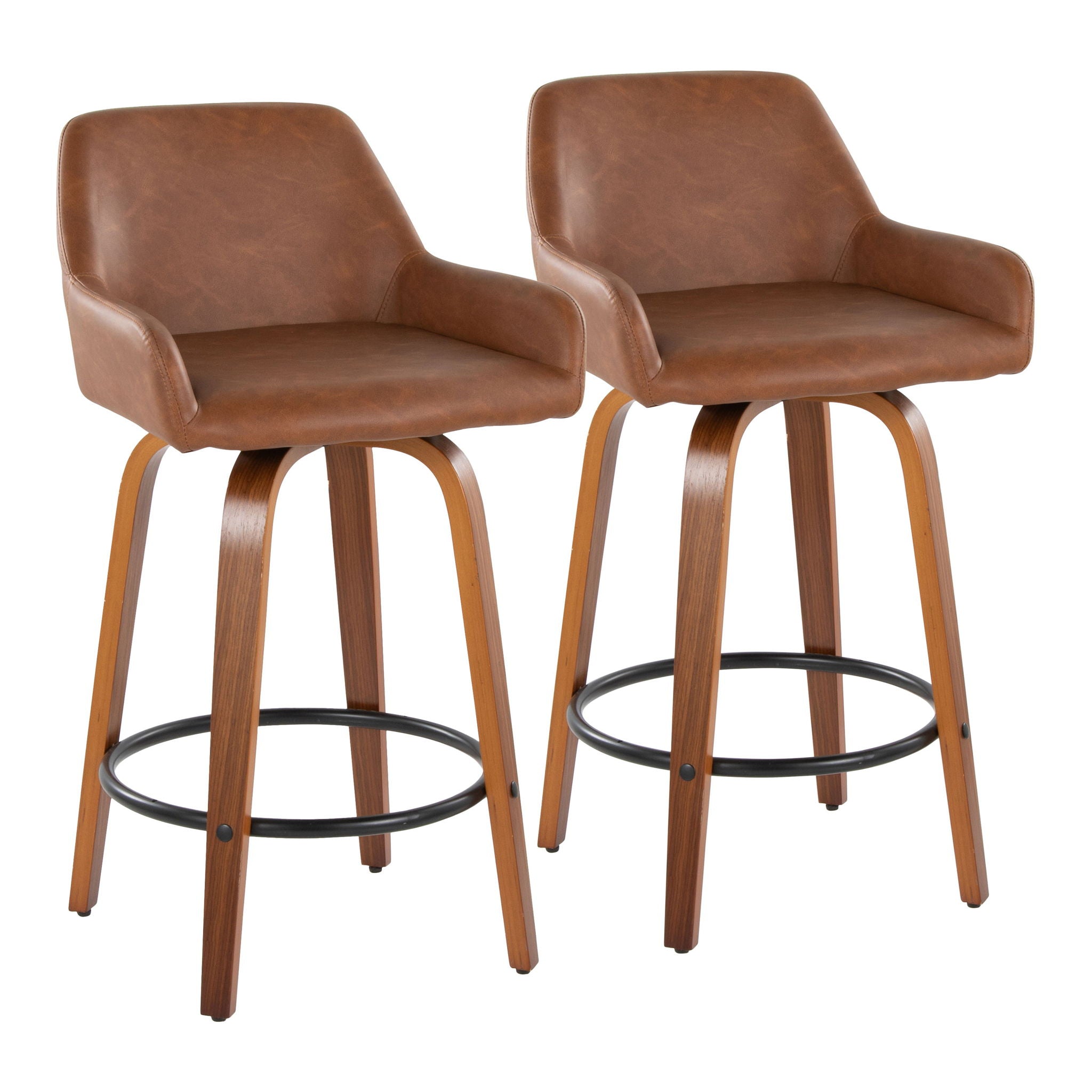 Daniella - Contemporary Fixed Height Counter Stool With Swivel With Round Footrest (Set of 2) - Best Buy Furniture