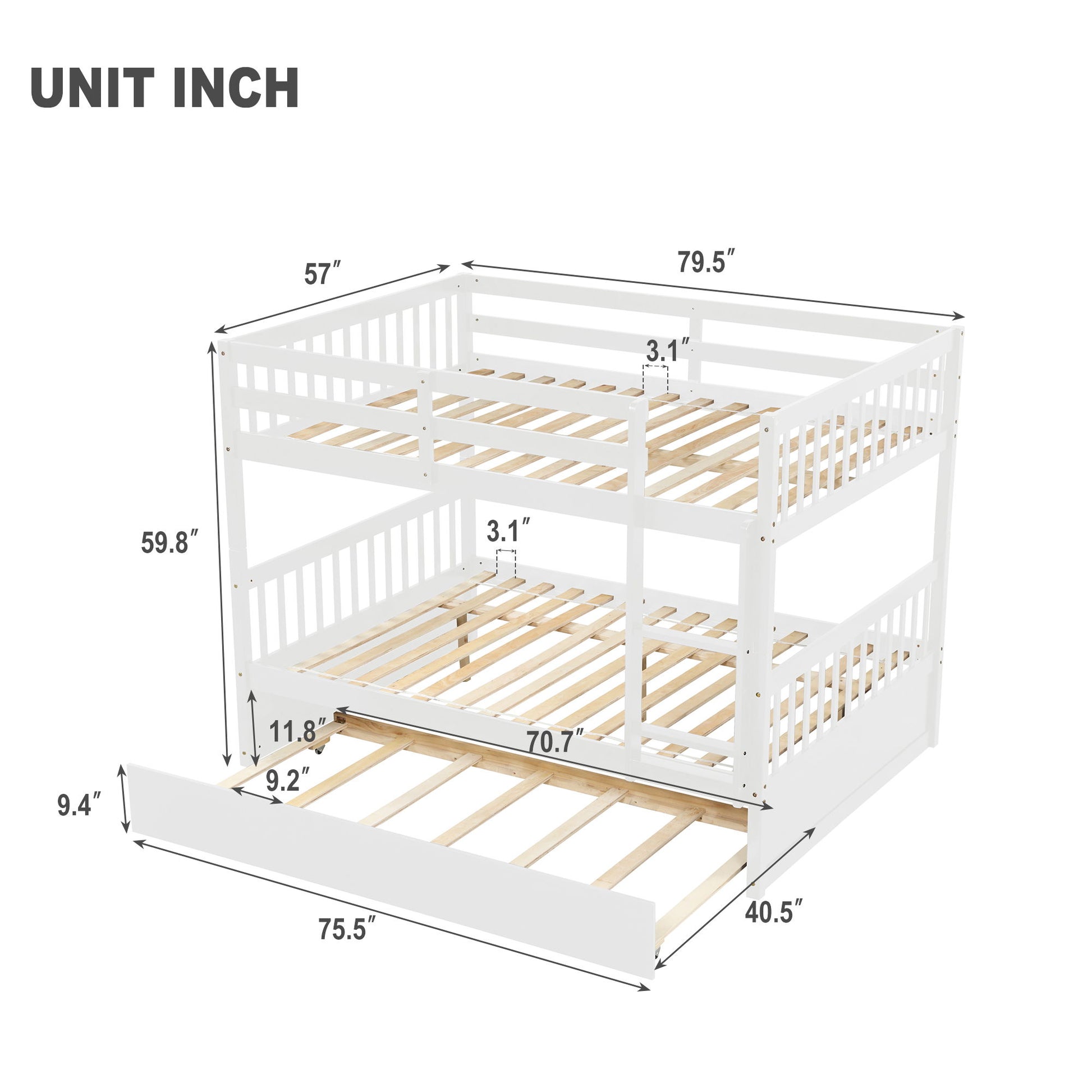 Bunk Bed With Trundle, Convertible To 2 Size Platform Bed, Bunk Bed With Ladder And Safety Rails For Kids - Best Buy Furniture