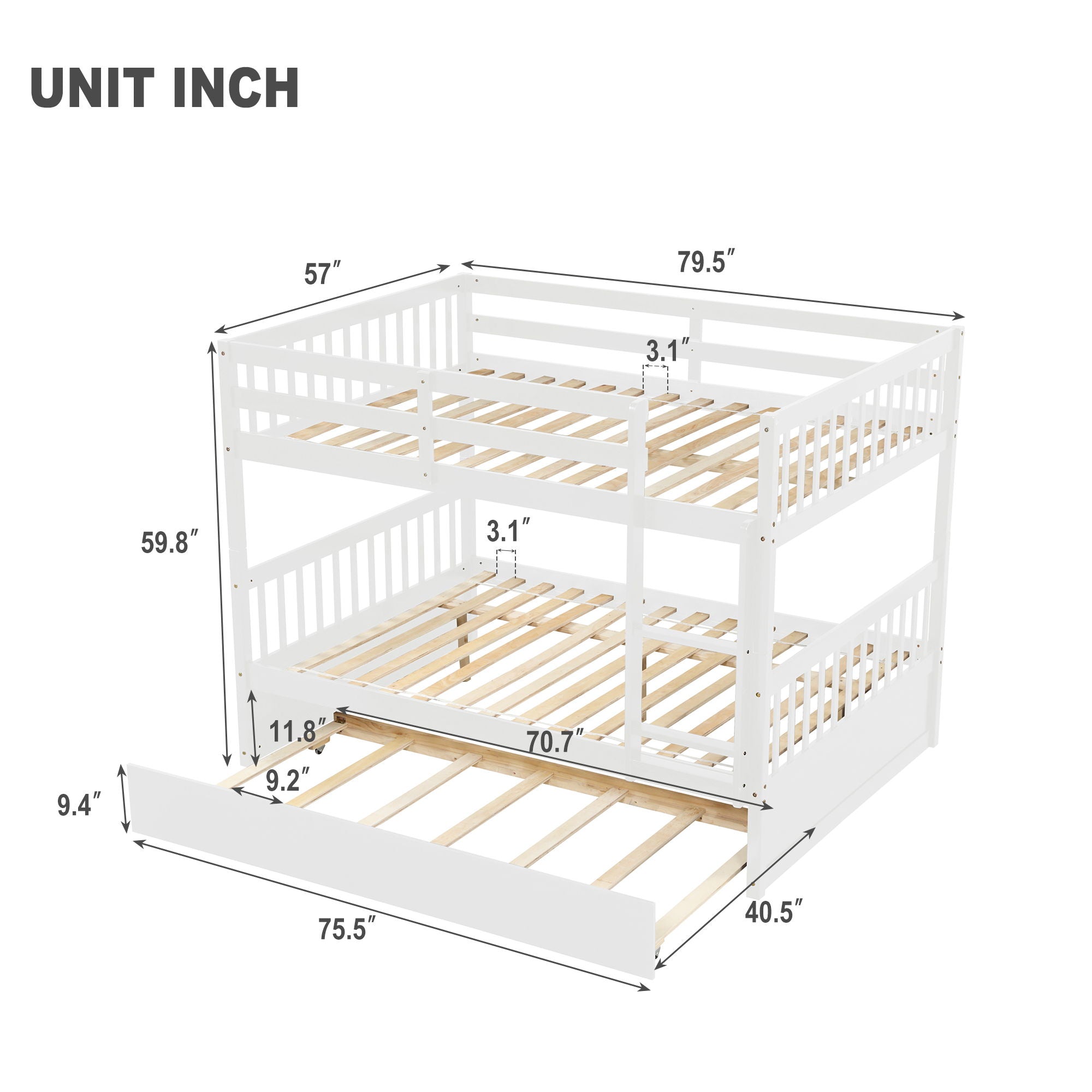 Bunk Bed With Trundle, Convertible To 2 Size Platform Bed, Bunk Bed With Ladder And Safety Rails For Kids - Best Buy Furniture