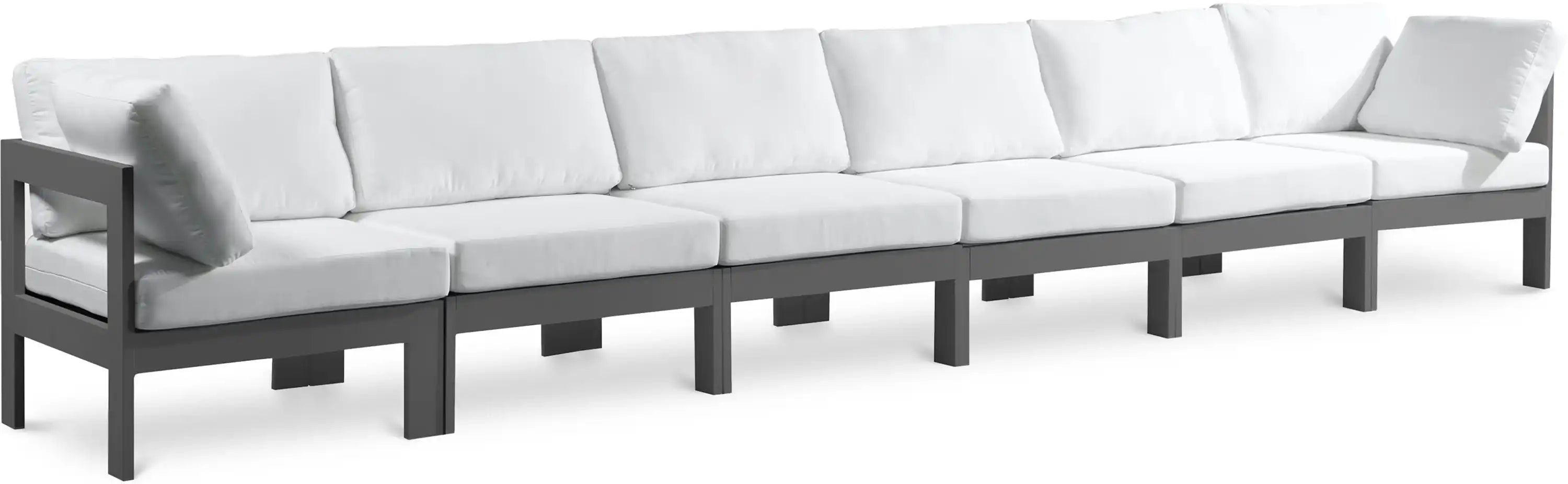 Nizuc - Outdoor Patio 6 Seat Modular Sofa With Gray Frame - Best Buy Furniture