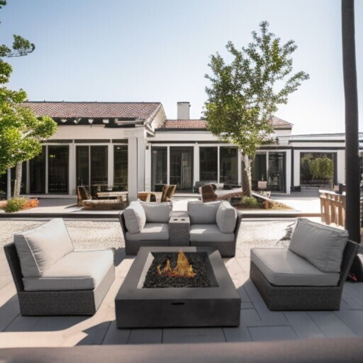 Patio Conversation Set & Cushions, Seats 4 - Gray Mix - Best Buy Furniture
