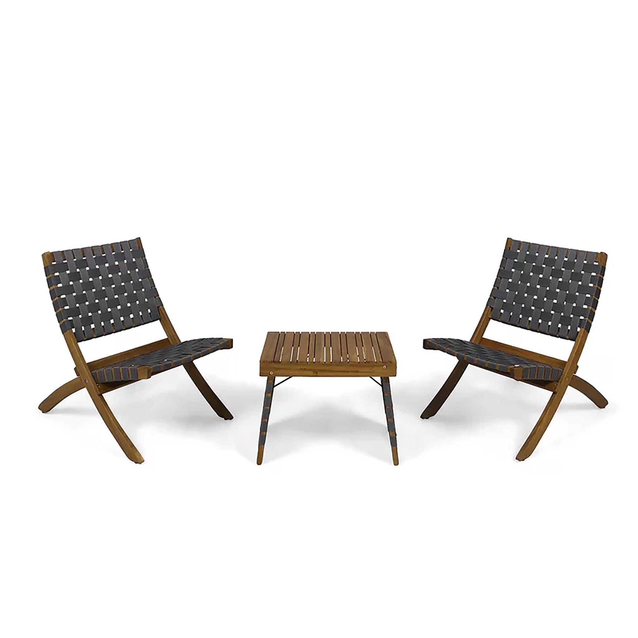 Kayla - Outdoor Foldable 2 Seater Chat Set - Brown / Gray - Best Buy Furniture
