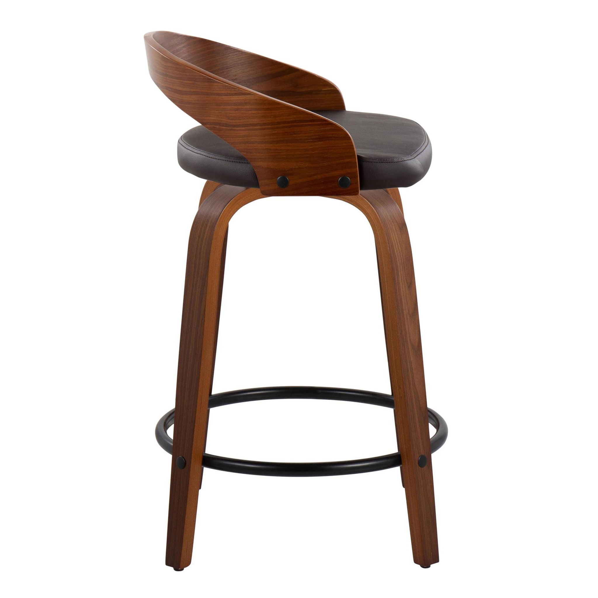 Grotto - Mid-Century Modern Fixed Height Counter Stool & Swivel With Round Footrest (Set of 2) - Best Buy Furniture