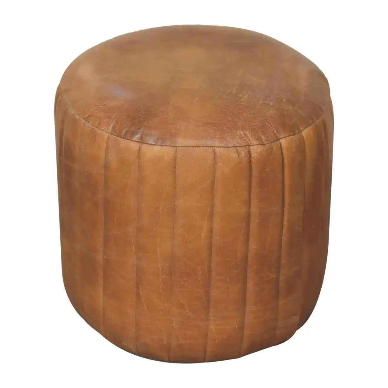 Buffalo - Leather Boucle Footstool - Brown - Best Buy Furniture