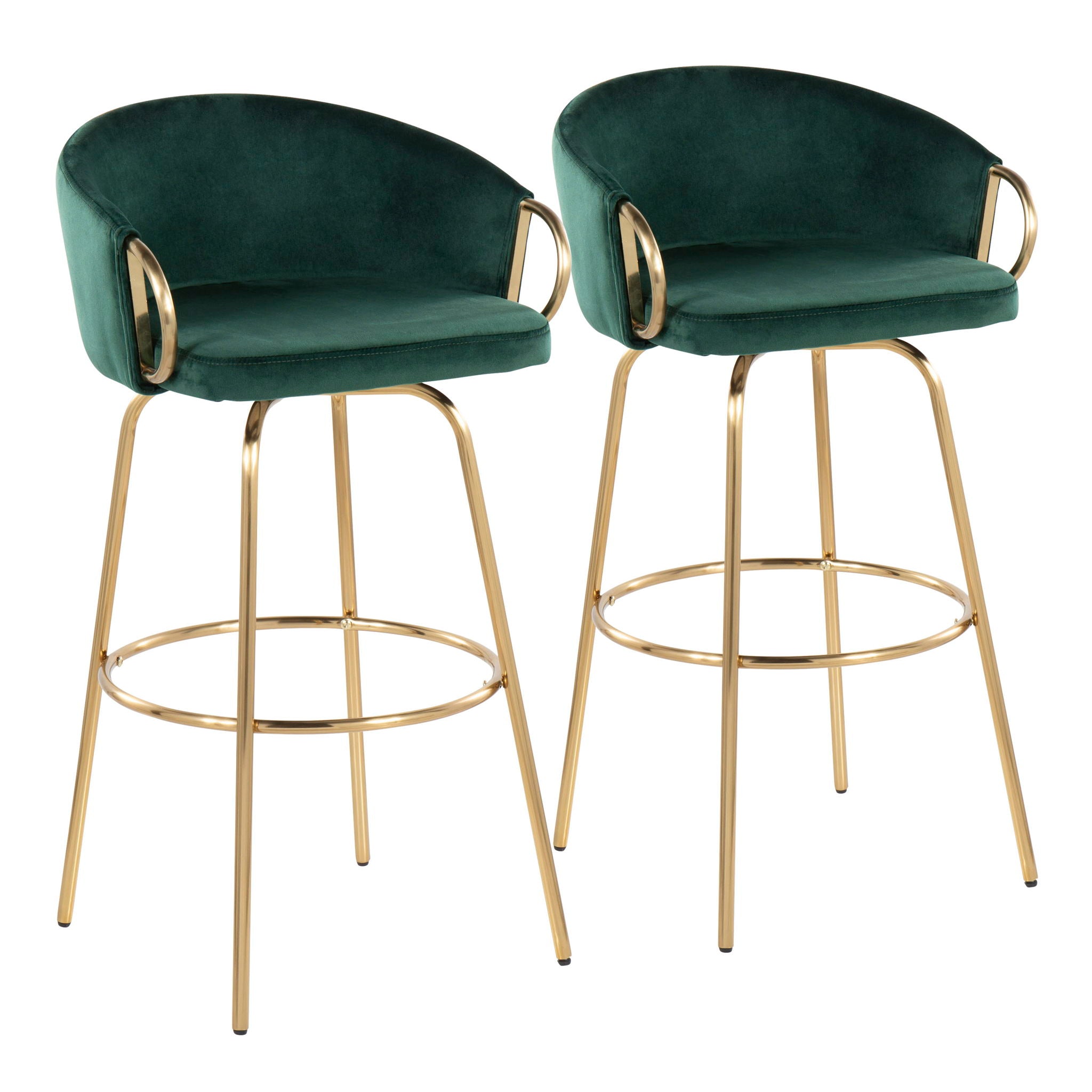 Claire - Contemporary / Glam Fixed Height Bar Stool (Set of 2) Round Footrest (Set of 2) - Best Buy Furniture