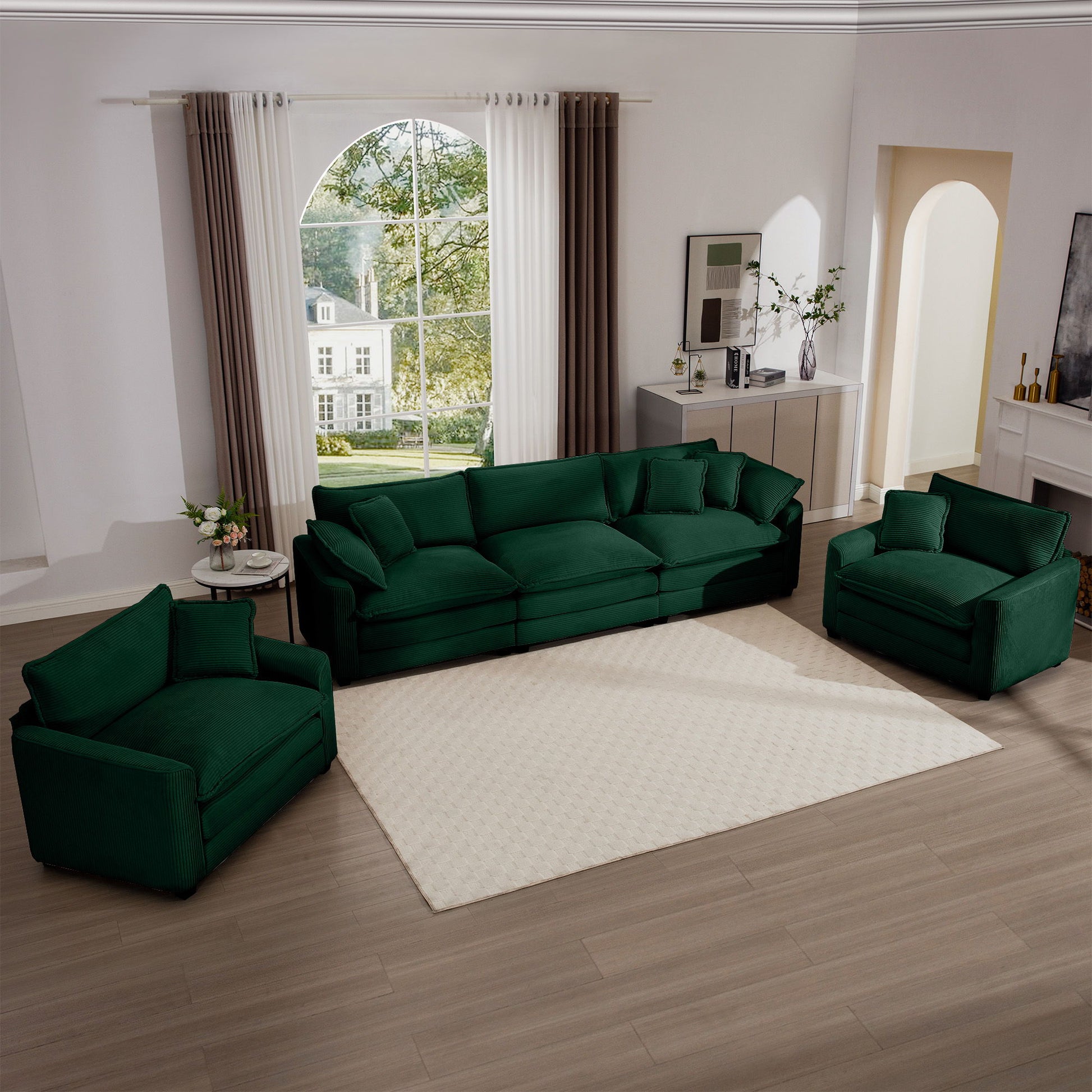 Elegant Corduroy Oversized Sectional Sofa Set With Deep Seats And Flexible Layout - Best Buy Furniture