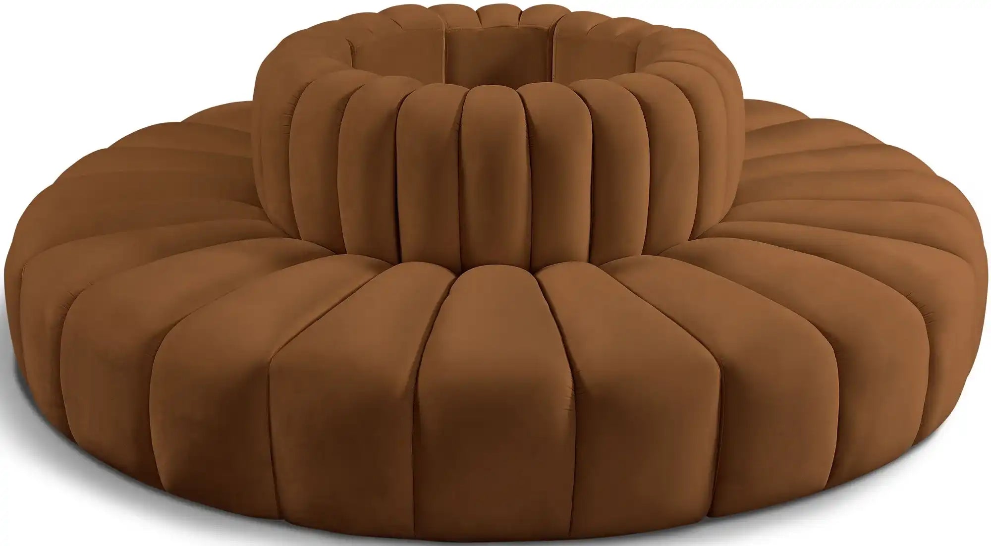 Arc - Velvet 8 Piece Round Modular Sofa - Saddle - Best Buy Furniture