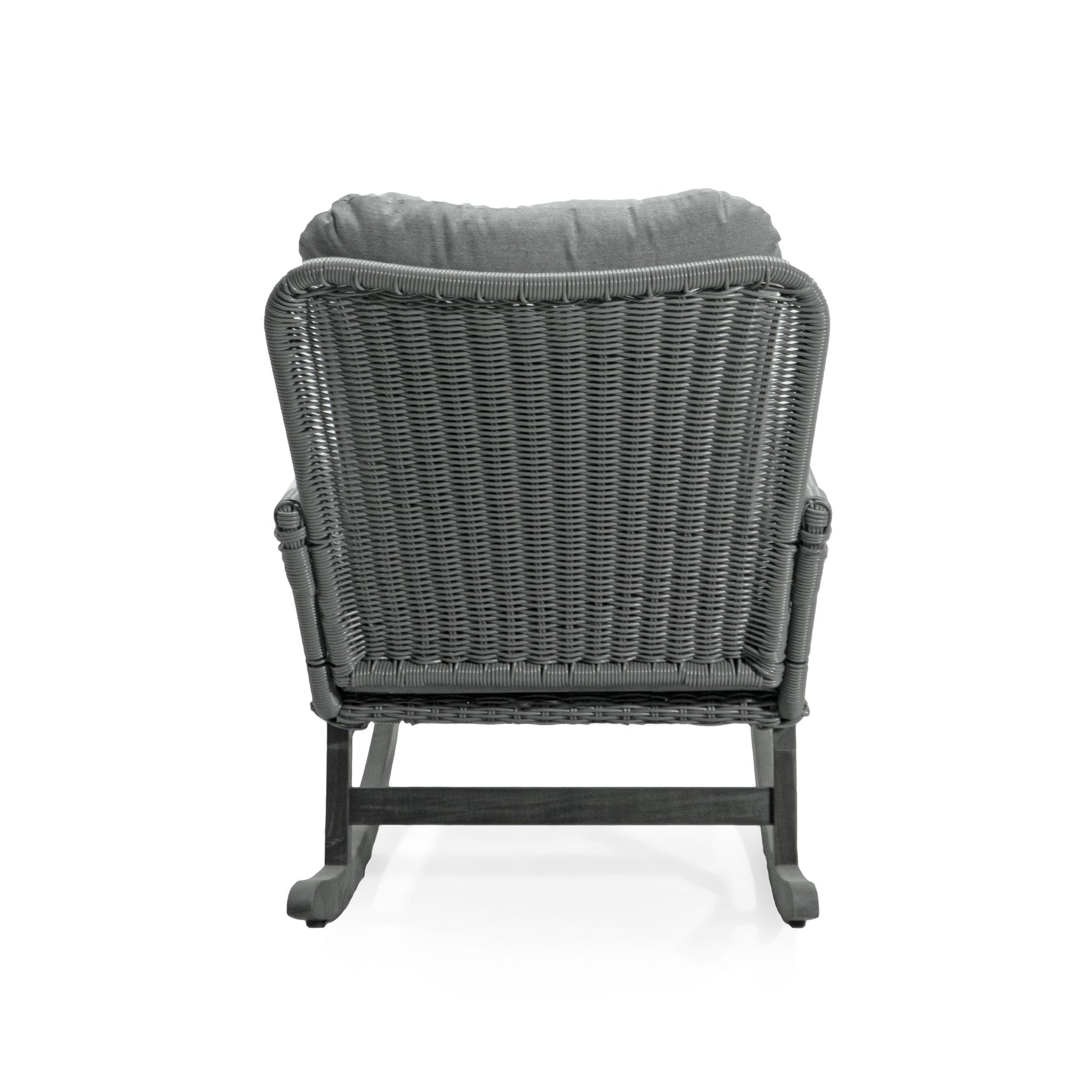 Modern 3 Piece Outdoor Seating Set With Cushioned Rattan Rocking Chairs And Wooden Accent Table - Best Buy Furniture