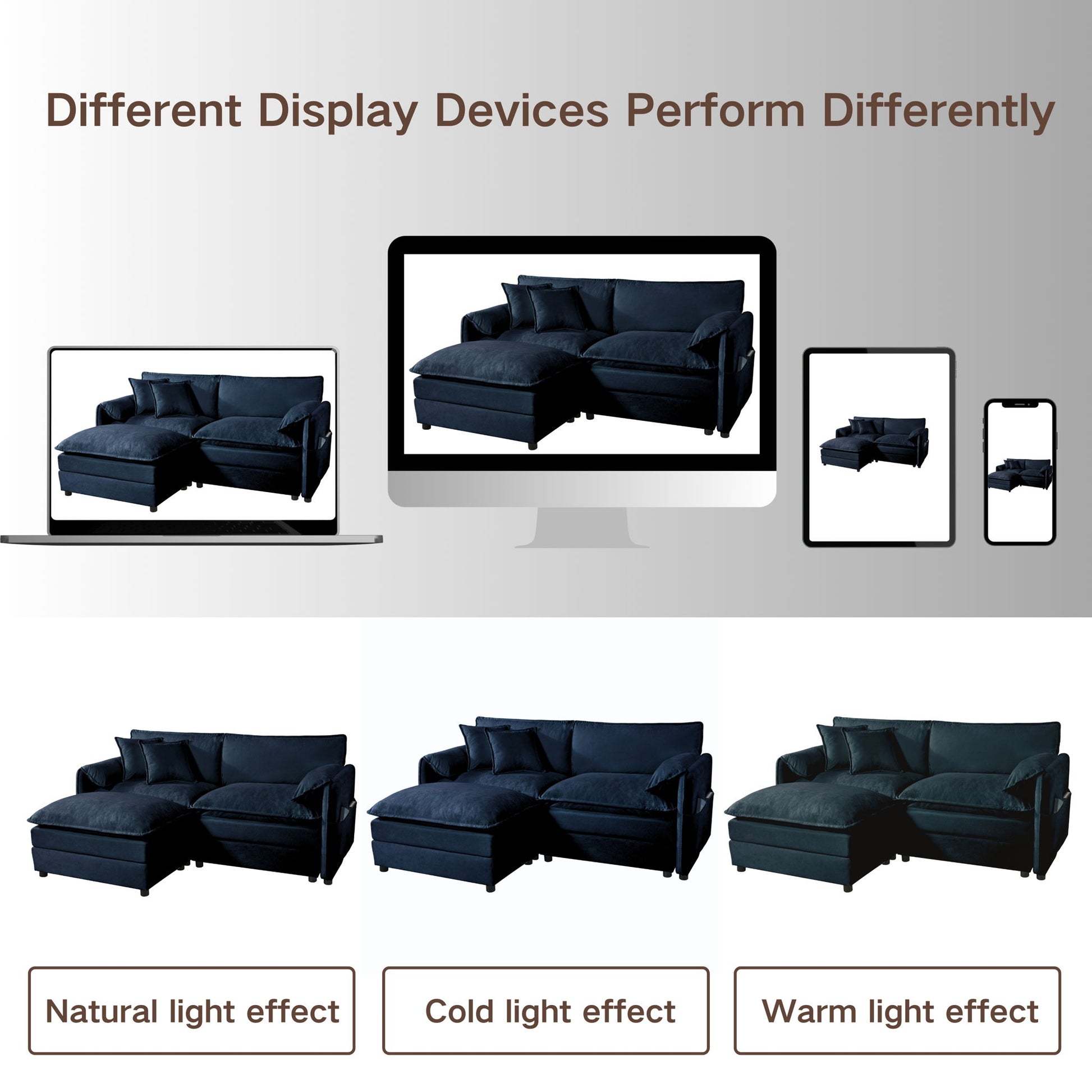 Modern Chenille Oversized Deep Seat Luxury 2 Piece Sofa Set With 4 Pillows - Best Buy Furniture