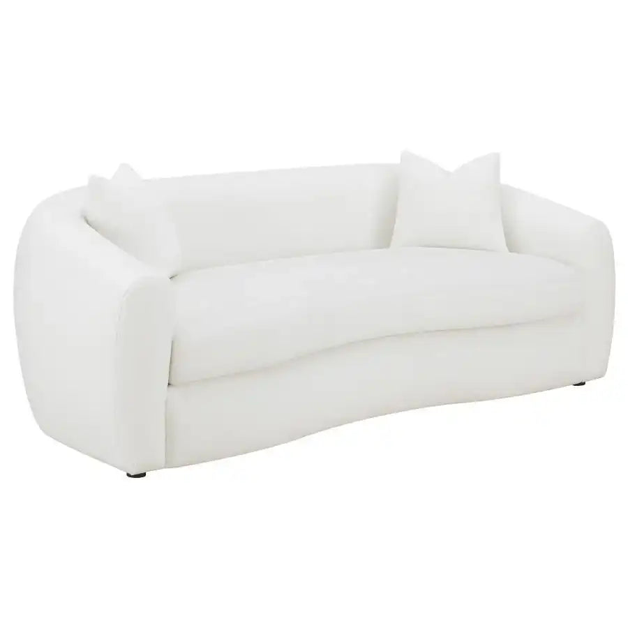 Isabella - Faux Sheepskin Upholstered Sofa Natural - Ivory - Best Buy Furniture