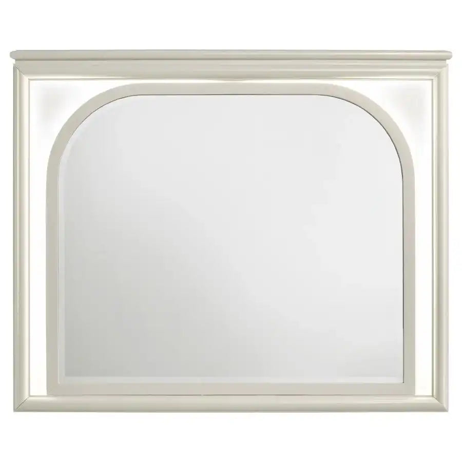 Olivia - LED Dresser Mirror - Pearl White - Best Buy Furniture