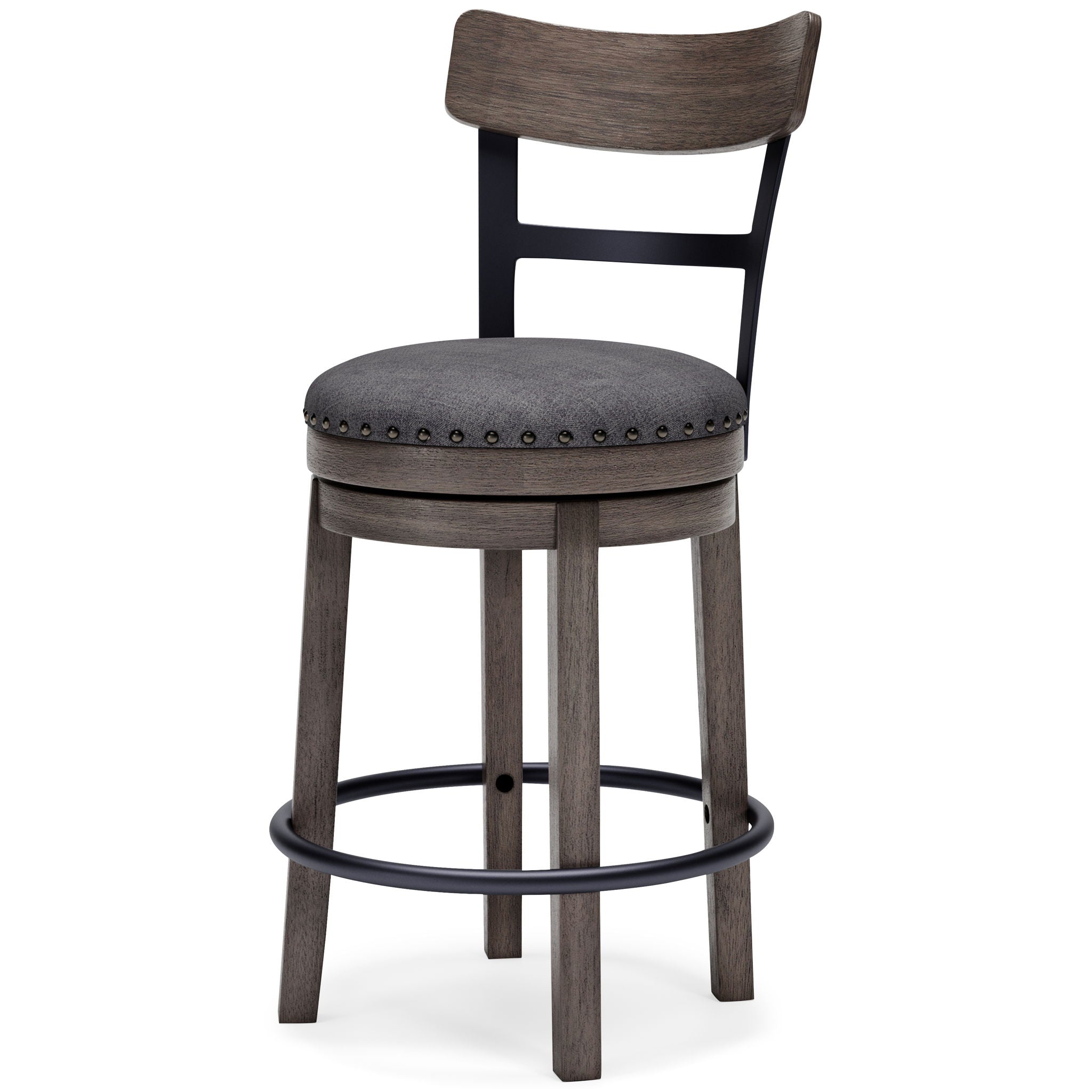 Caitbrook - UPH Swivel Barstool - Gray - Best Buy Furniture