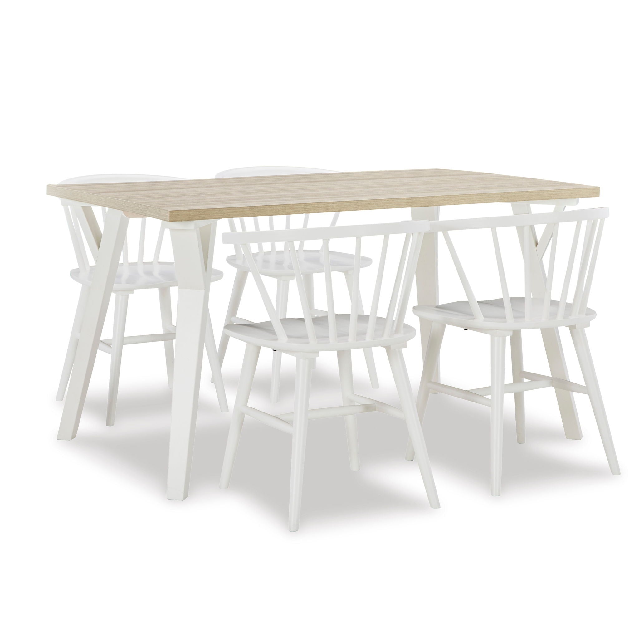 Roundhill - 5 Piece Dining Set, Dining Table With 4 Windsor Chairs - Brown / Antique White - Best Buy Furniture