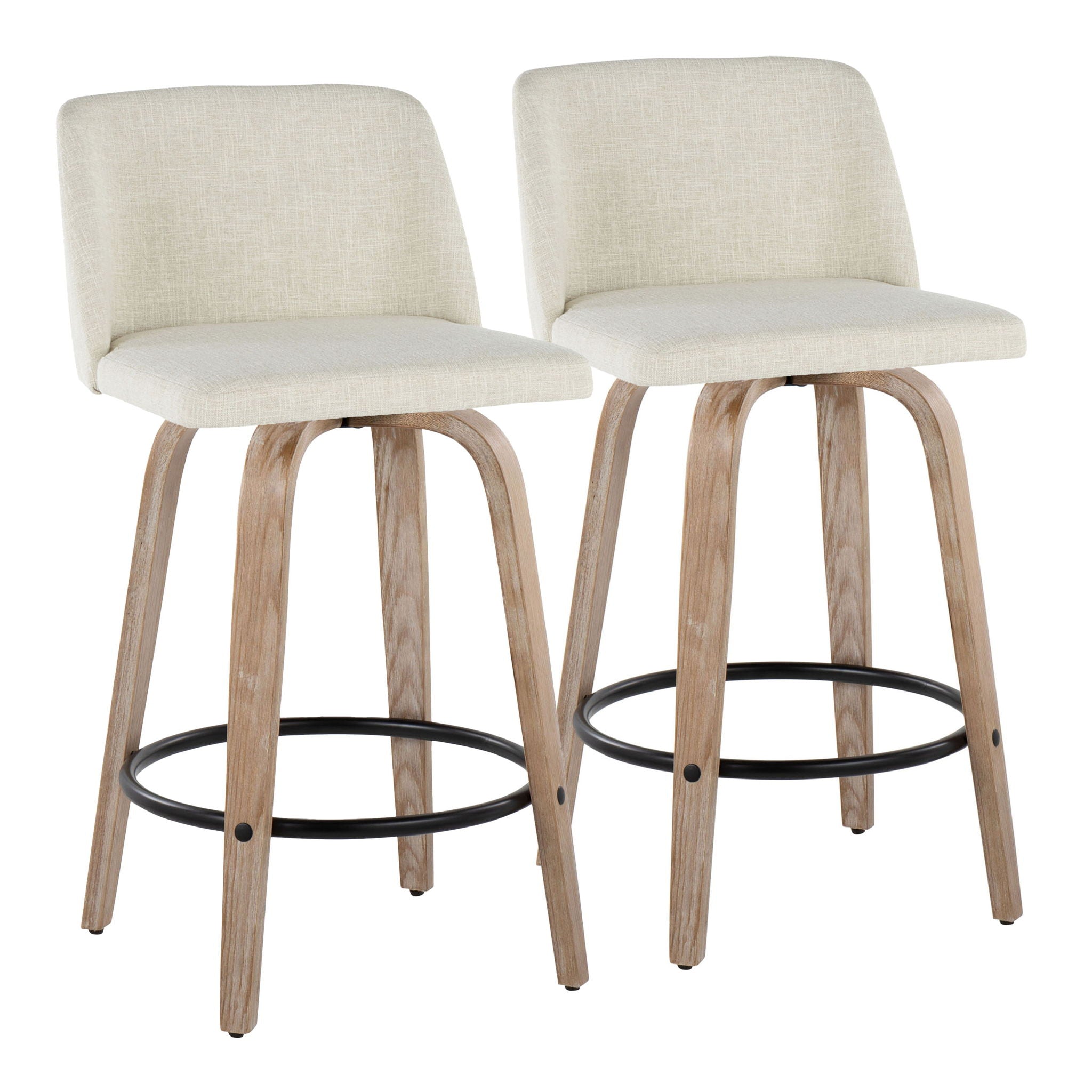 Toriano - Contemporary Fixed Height Counter Stool Swivel & Round Footrest (Set of 2) - Best Buy Furniture