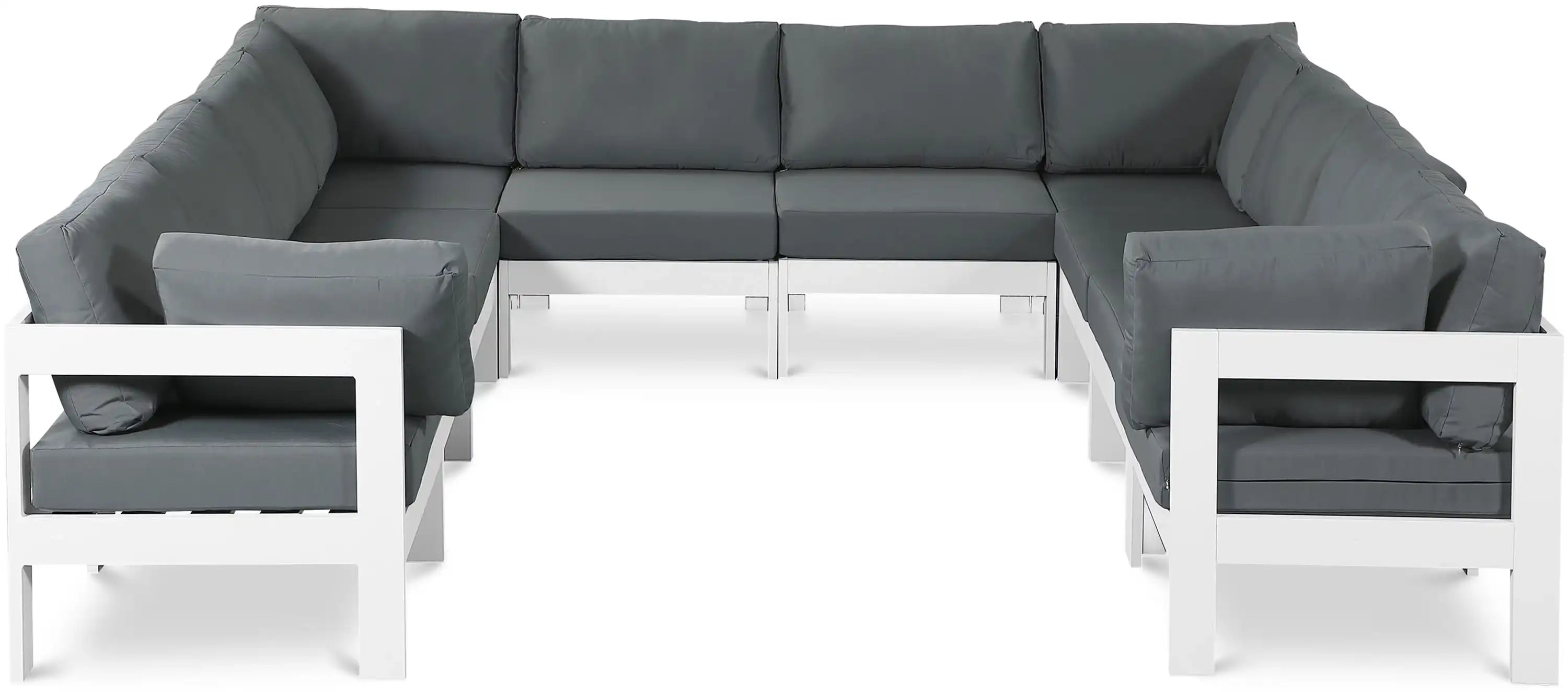 Nizuc - Outdoor Patio 10 Piece Modular Sectional With White Frame - Best Buy Furniture
