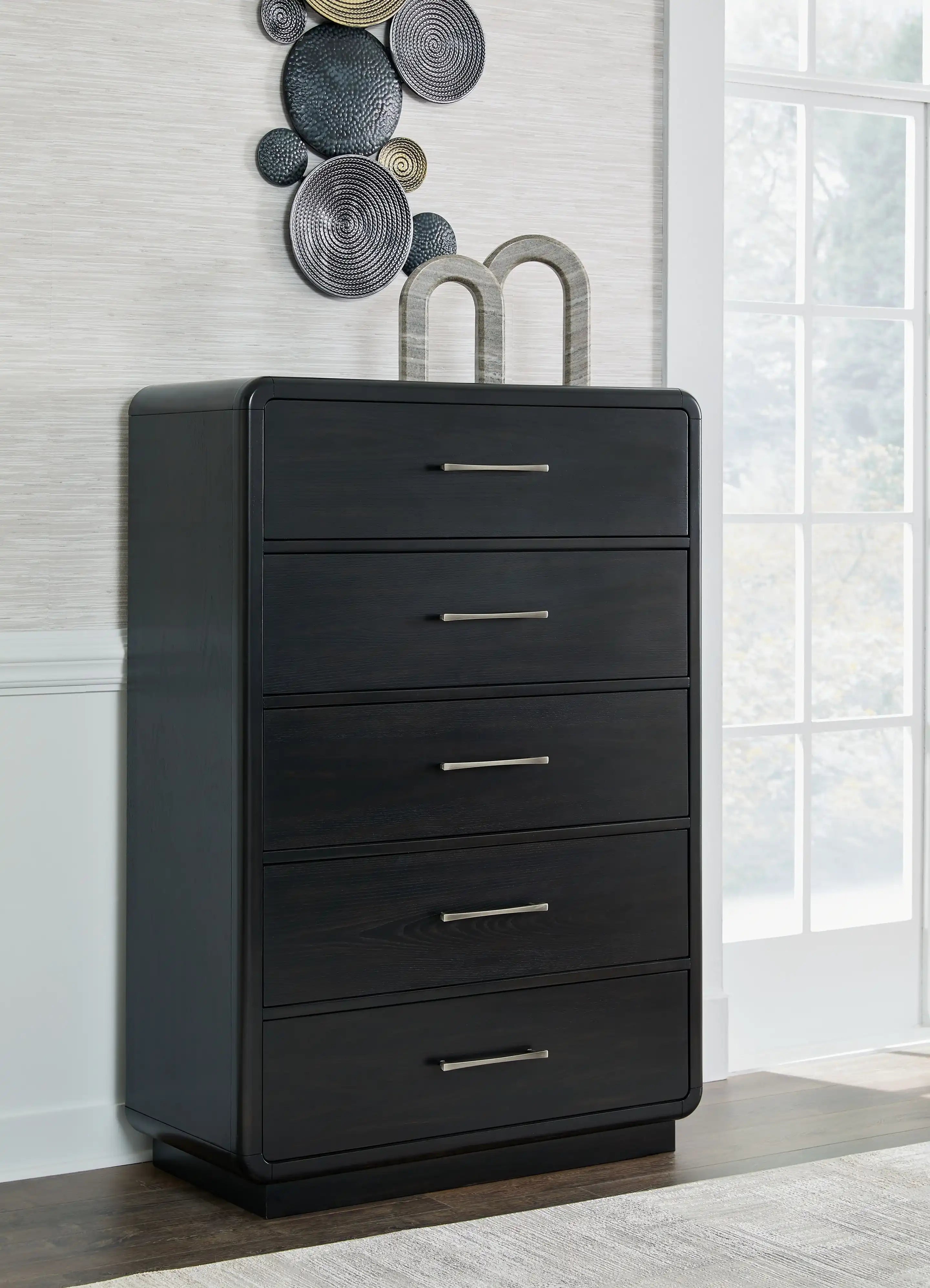 Rowanbeck - Five Drawer Chest - Black - Best Buy Furniture