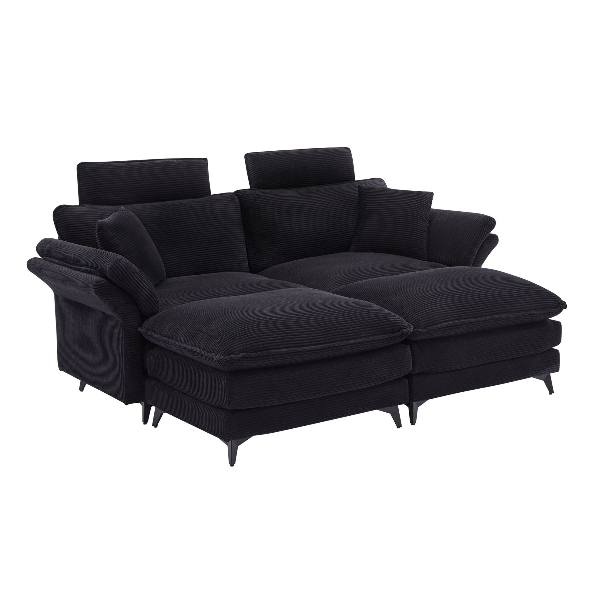 Modern Corduroy Deep Seat Sectional Sofa With Ottoman - Best Buy Furniture