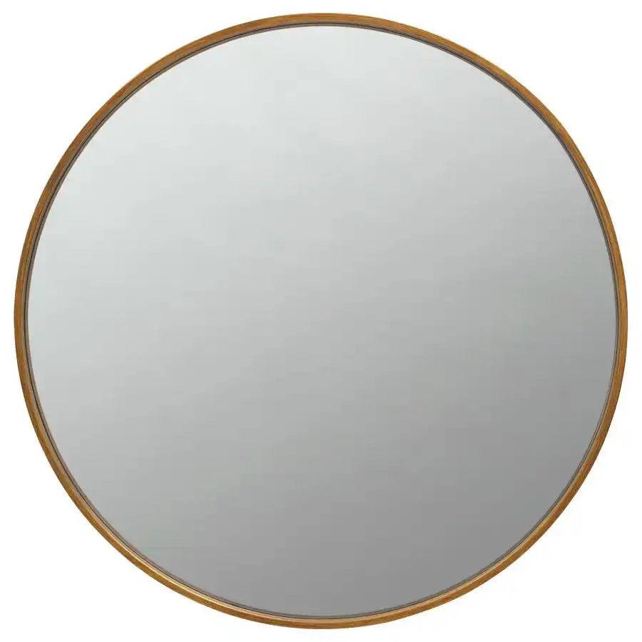 O'Malley - Round Framed Wall Mirror - Brass - Best Buy Furniture