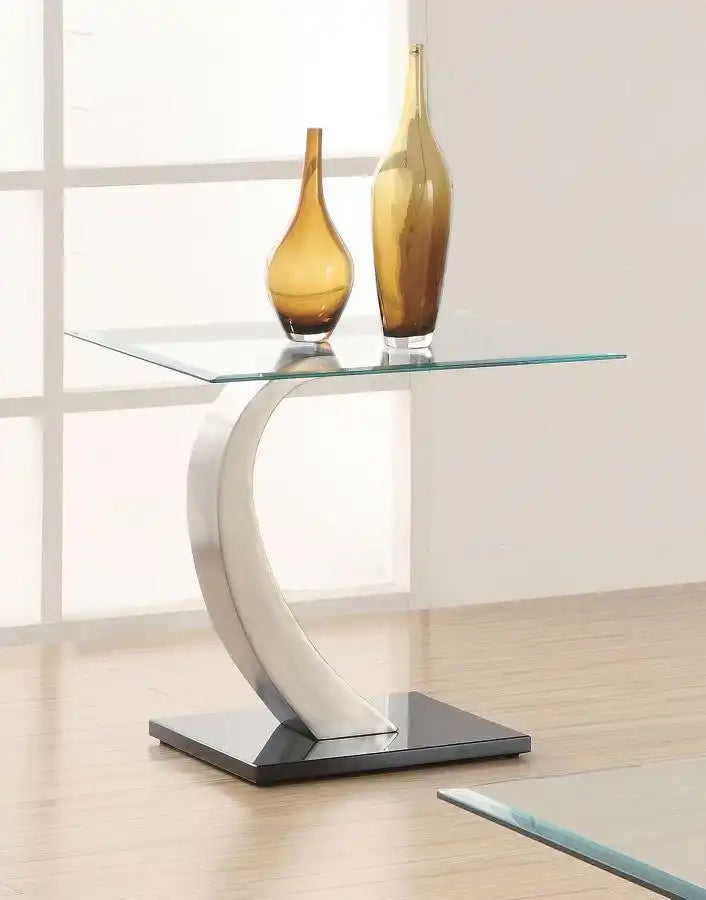 Pruitt - Rectangular Glass Top Metal Side End Table - Satin - Best Buy Furniture