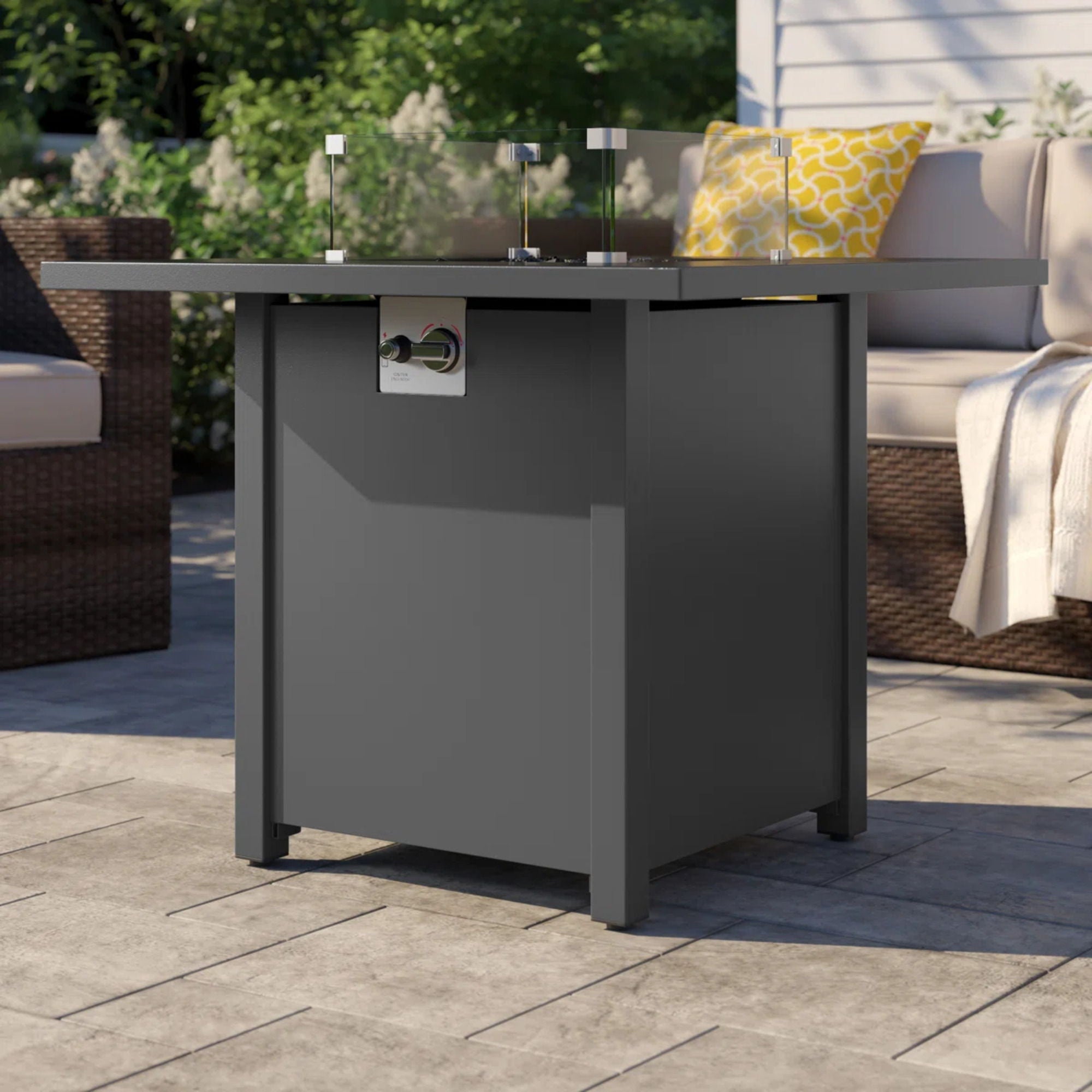 Powdercoated Fire Pit With Top - Gray - Best Buy Furniture