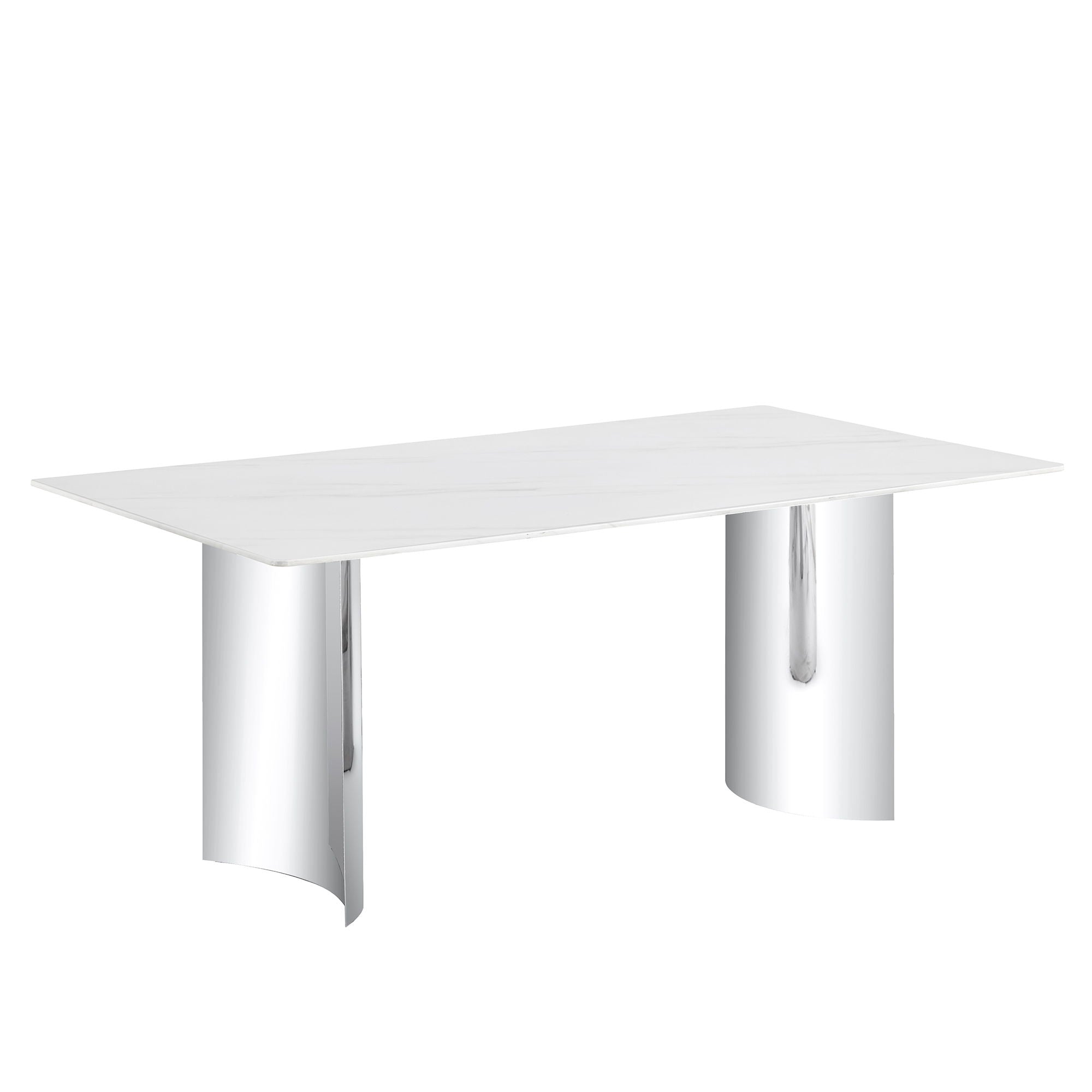 Modern Minimalist Dining Table With Imitation Marble Glass Desktop And Metal Legs - Best Buy Furniture