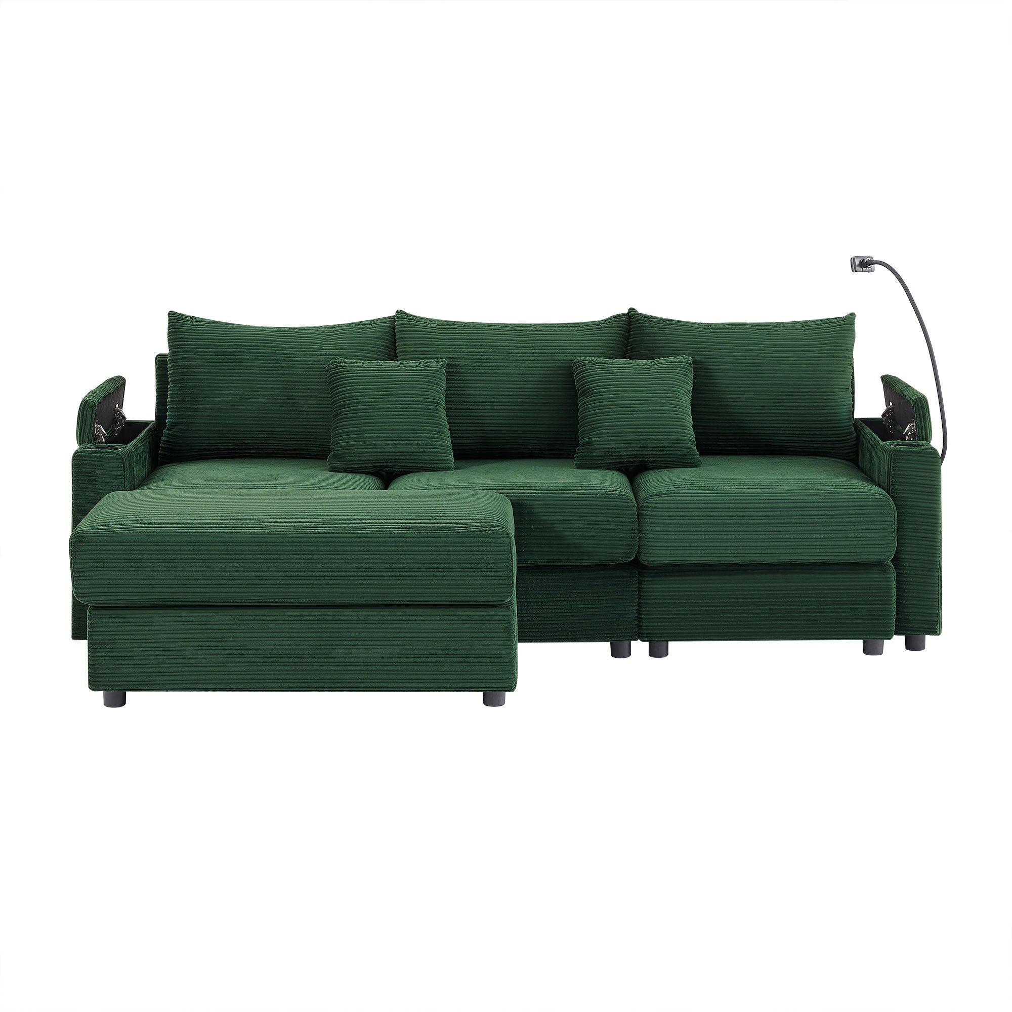 Modern Style Loveseat Sofa Sectional Sofa Couch With Storage Space, A Movable Ottoman, Two USB Ports, Two Cup Holders, A Phone Holder For Living Room - Best Buy Furniture