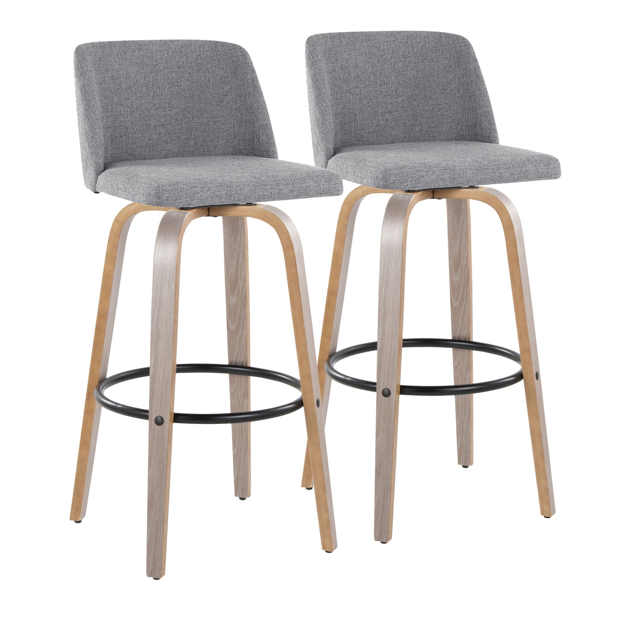 Toriano - Contemporary Fixed Height Barstool With Swivel With Round Footrest Comfort And Style (Set of 2) - Best Buy Furniture