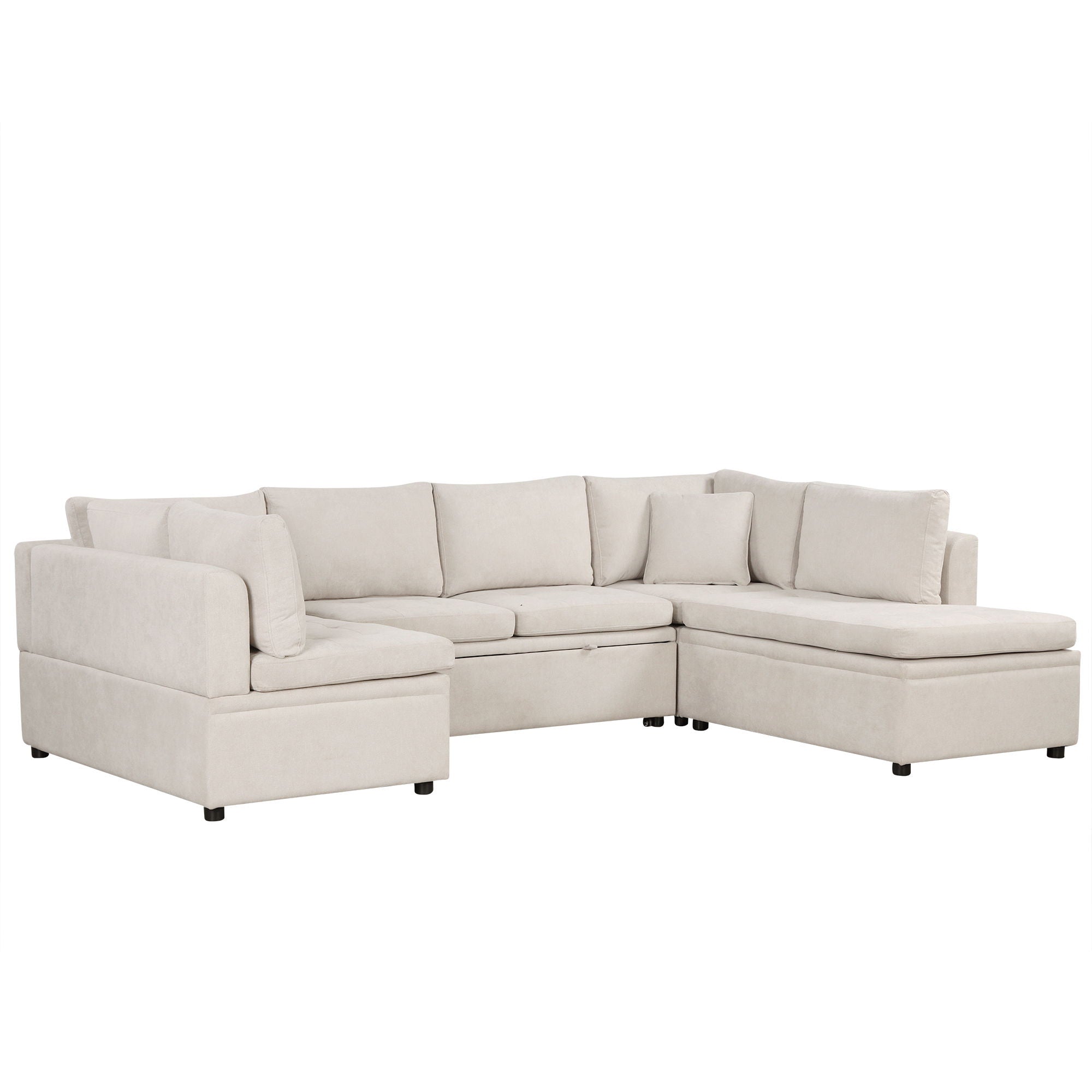 Oversized Sectional Sofa U-Shaped Sofa Couch Pull-Out Sofa Bed With Two Throw Pillows For Living Room - Best Buy Furniture
