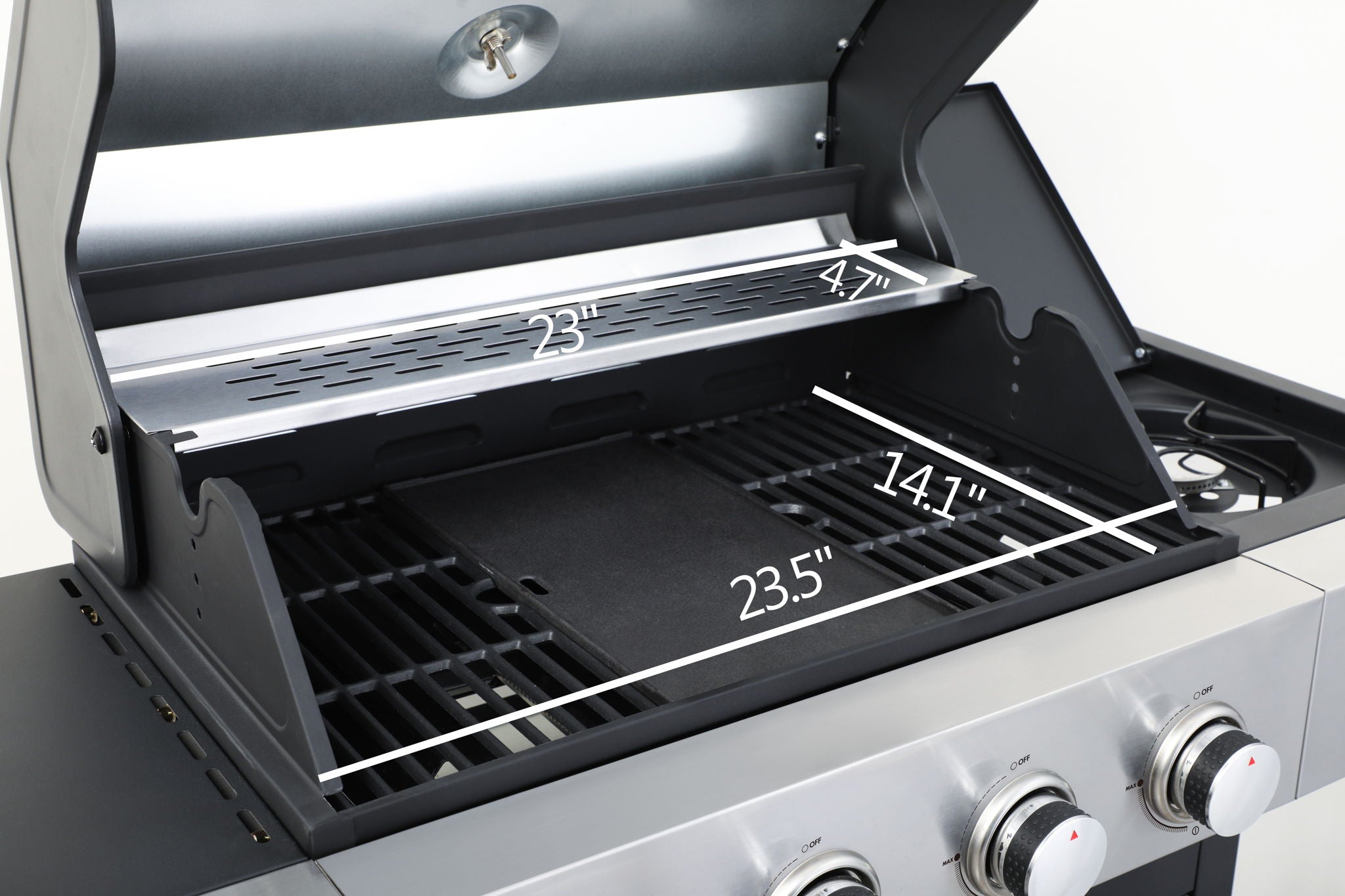 4 Burner Propane Gas Bbq Grill With Side Burner, 46790Btu Output With Enameed Cast Iron Cooking Grids For Outdoor Barbecue, Stainless Steel - Black / Silver - Best Buy Furniture