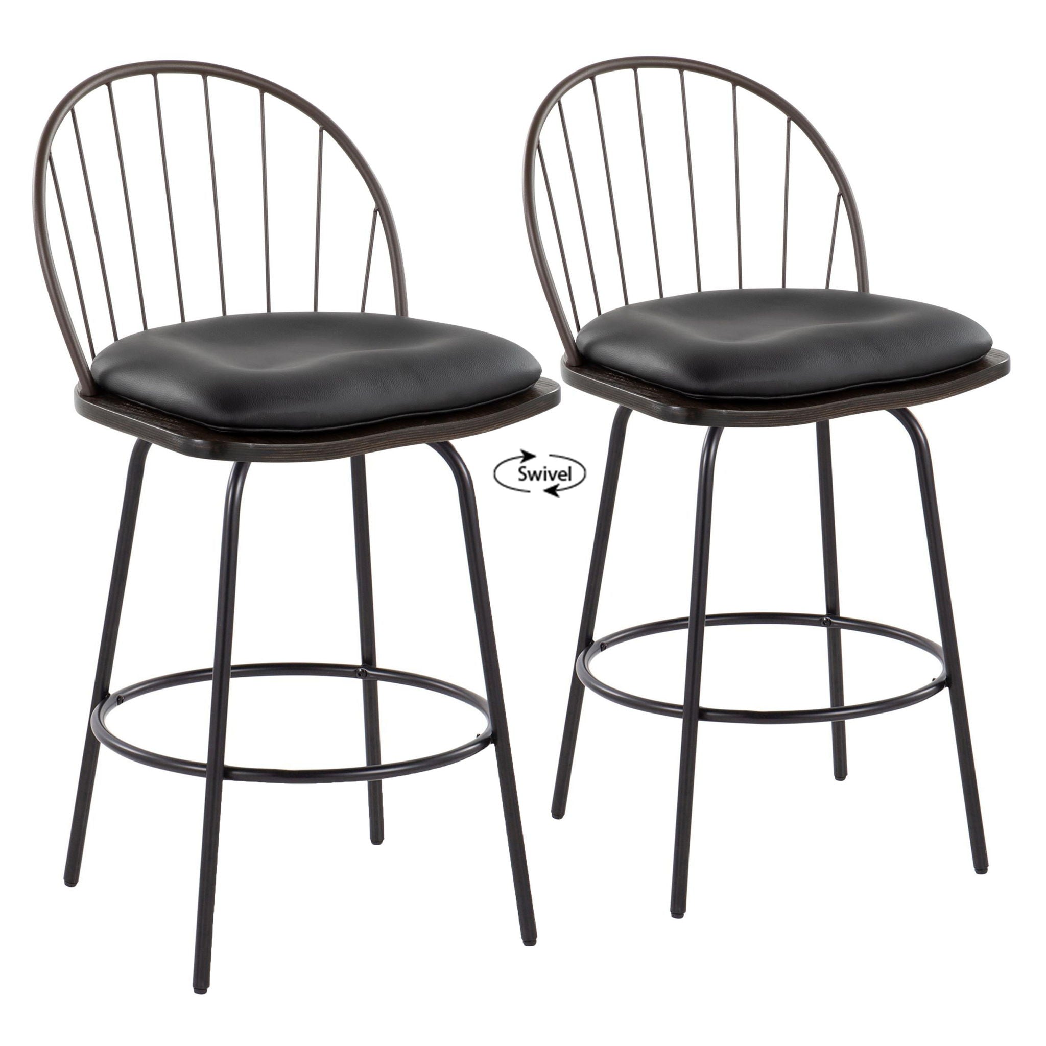 Riley - Claire Farmhouse Fixed Height Counter Stool With Swivel With Round Footrest (Set of 2) - Best Buy Furniture