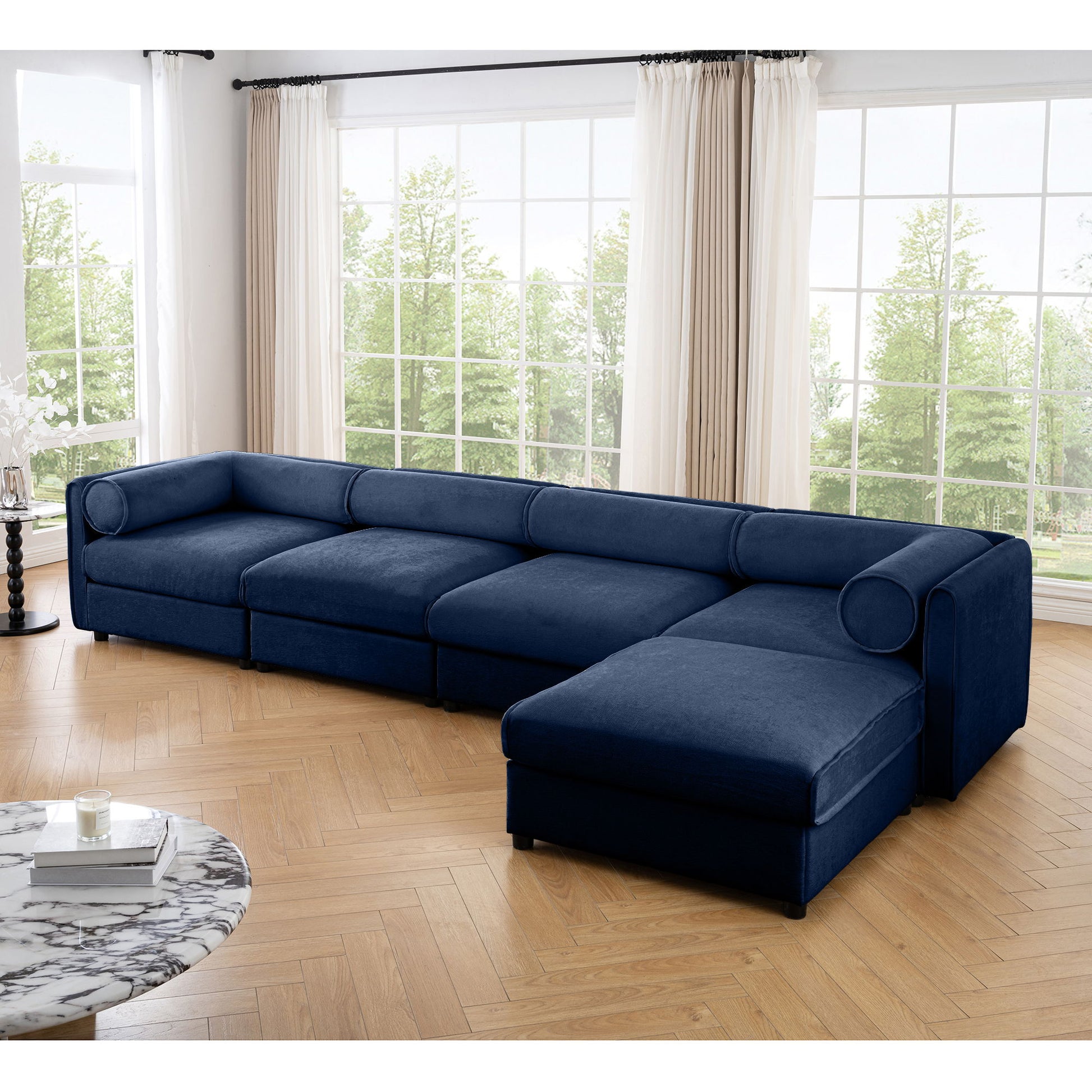 Contemporary Elegant White Chenille Sofa With Storage And Ottoman - Best Buy Furniture