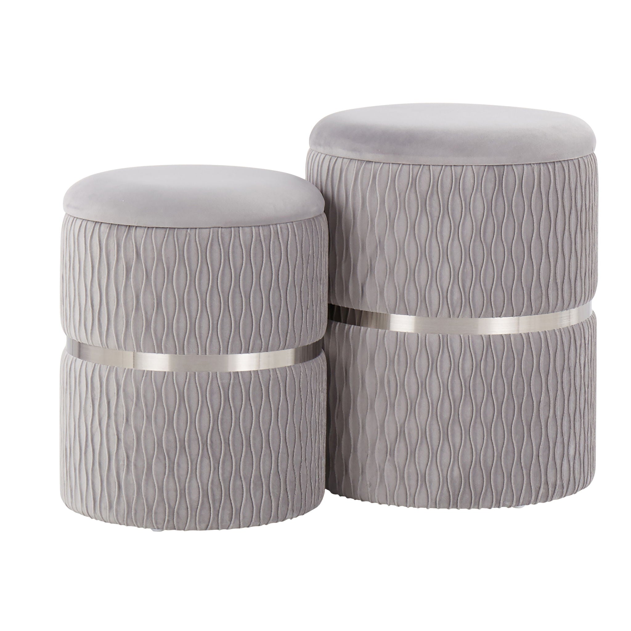 Cinch - Contemporary / Glam Nesting Ottoman Set - Chrome / Silver - Best Buy Furniture