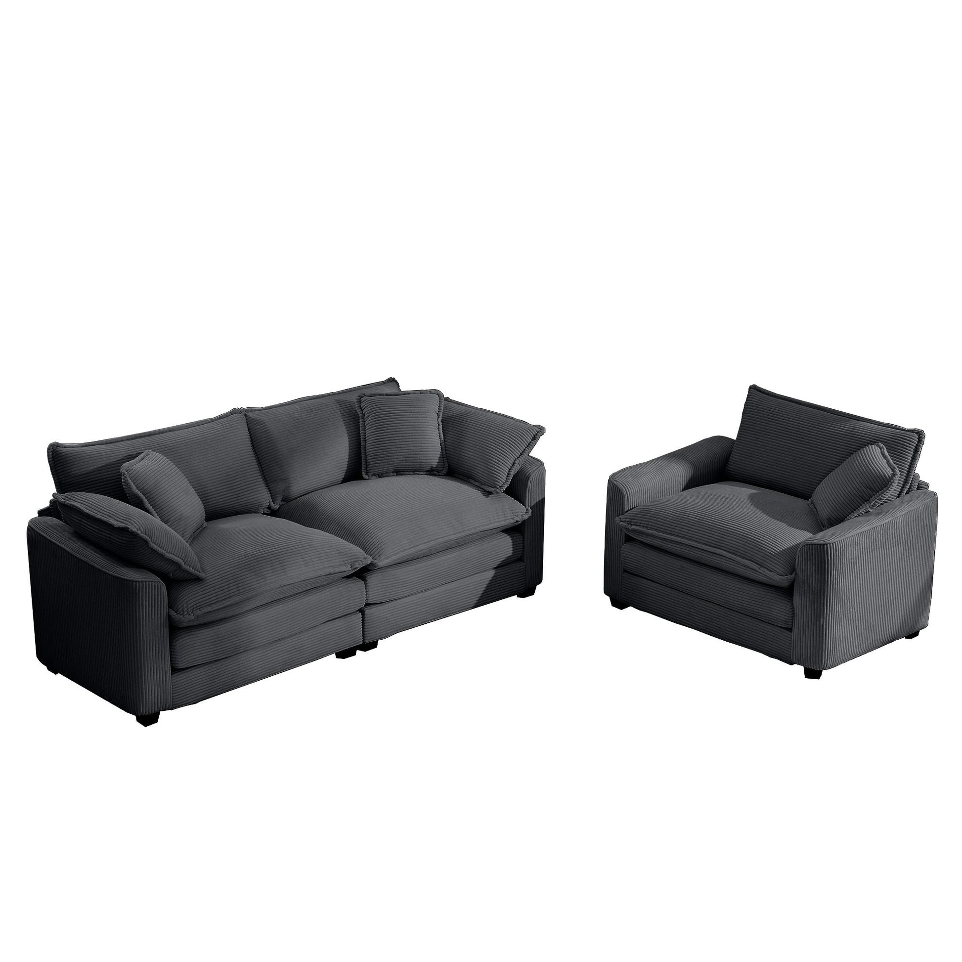 Elegant Corduroy Oversized Sectional Sofa Set With Deep Seats And Flexible Layout - Best Buy Furniture
