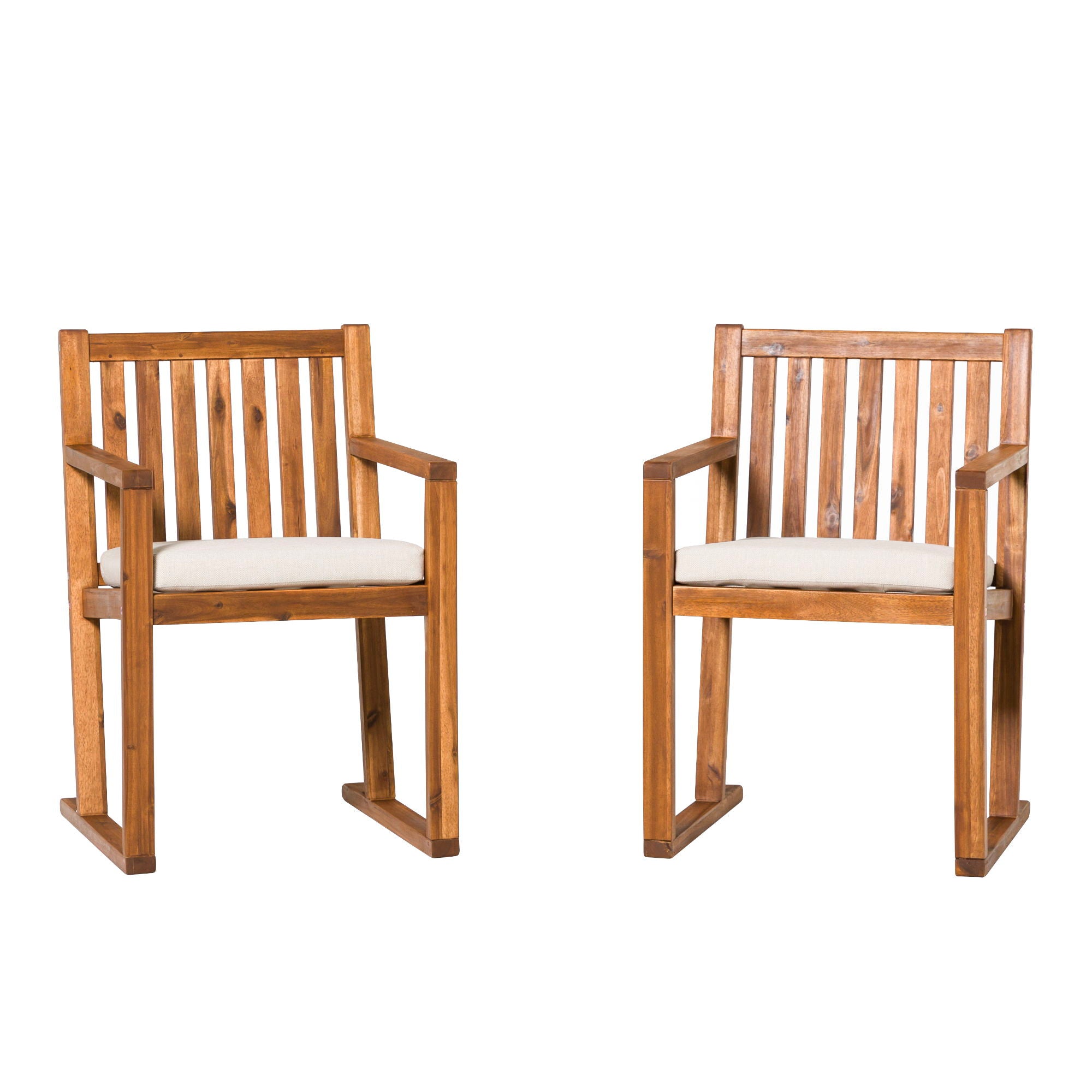 Contemporary 2 Piece Solid Wood Slat Back Patio Dining Chairs - Brown - Best Buy Furniture