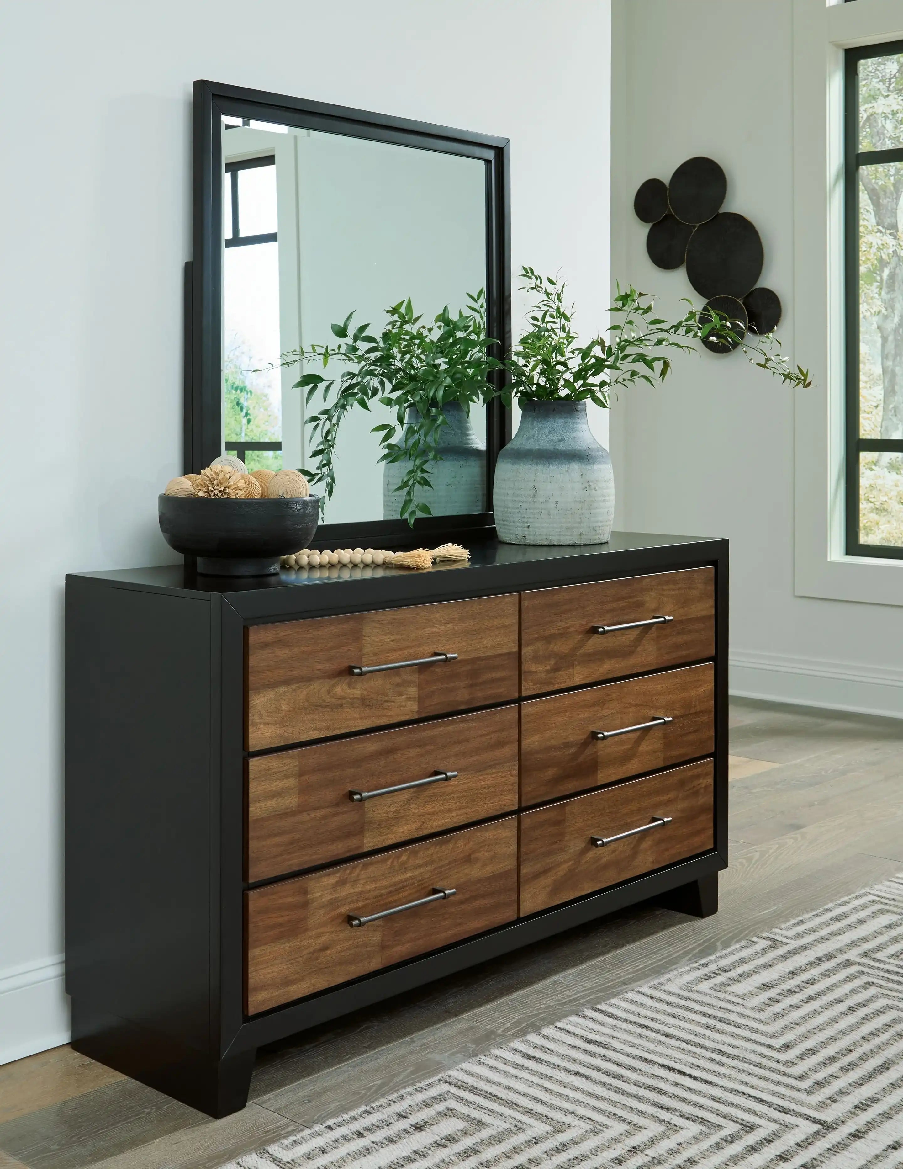 Kraeburn - Dresser And Mirror - Brown / Black - Best Buy Furniture