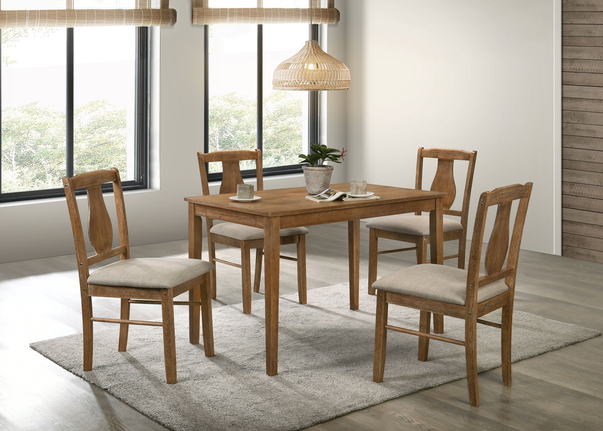 Kayee - 5 Pieces Pack Dining Set - Weathered Oak - Best Buy Furniture