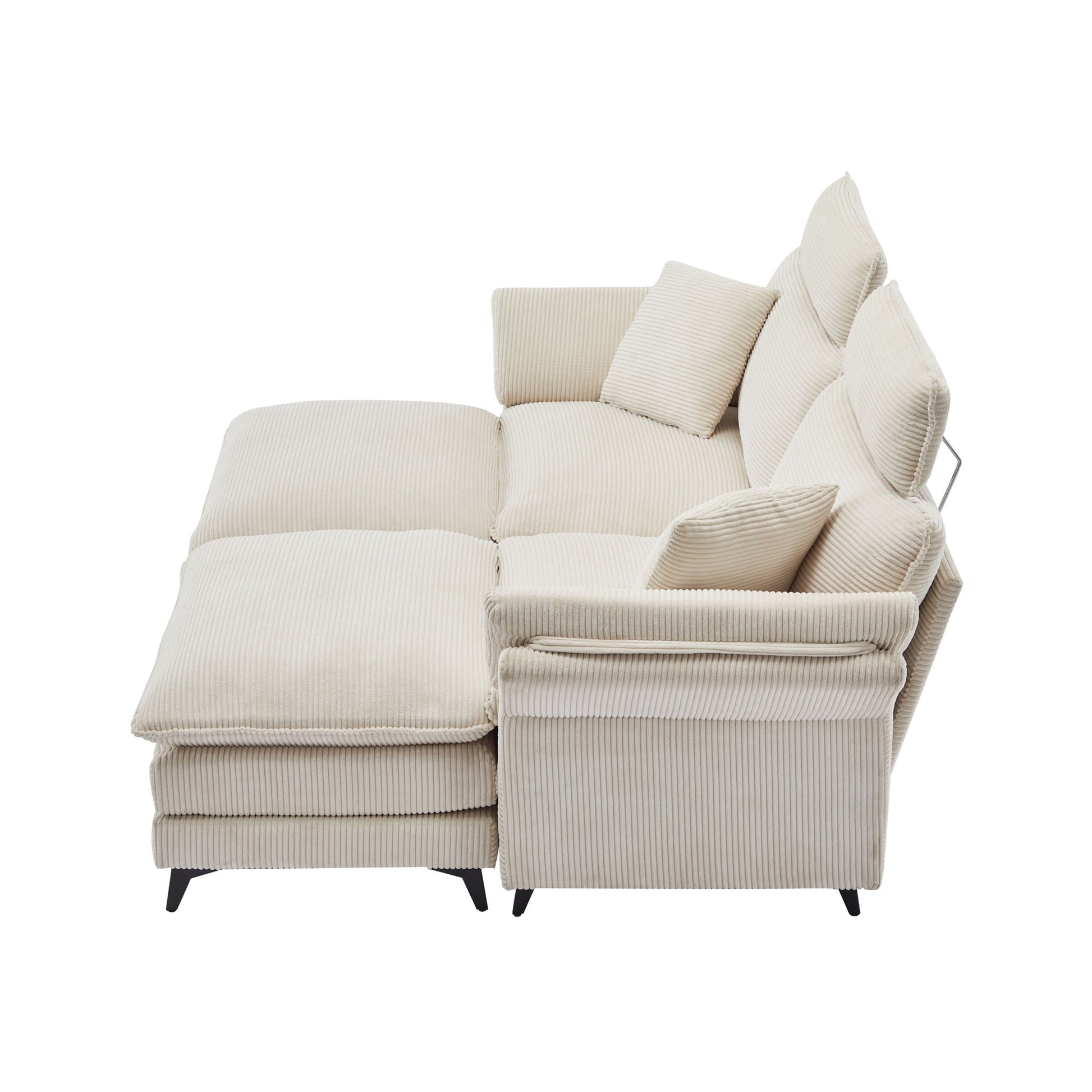 Modern Corduroy Deep Seat Sectional Sofa With Ottoman - Best Buy Furniture