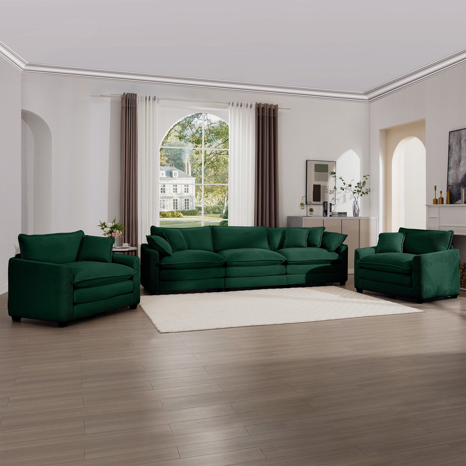 Elegant Corduroy Oversized Sectional Sofa Set With Deep Seats And Flexible Layout - Best Buy Furniture