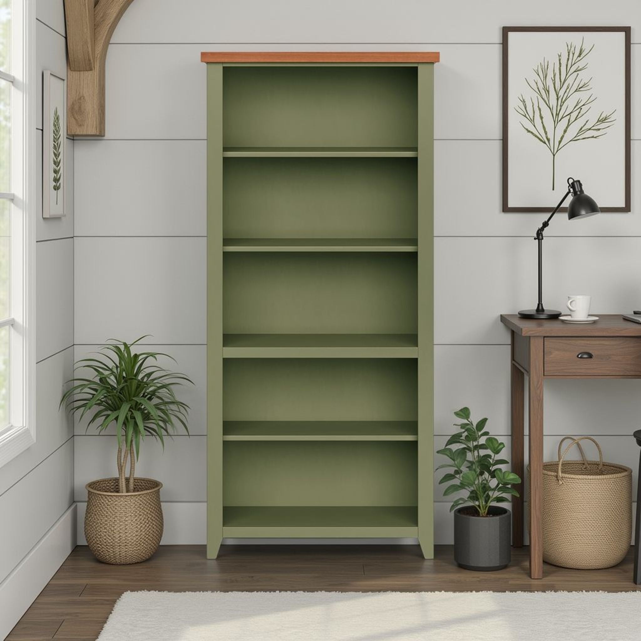 Vineyard - 72" High 5 Shelf Bookcase - Sage Green And Fruitwood - Best Buy Furniture