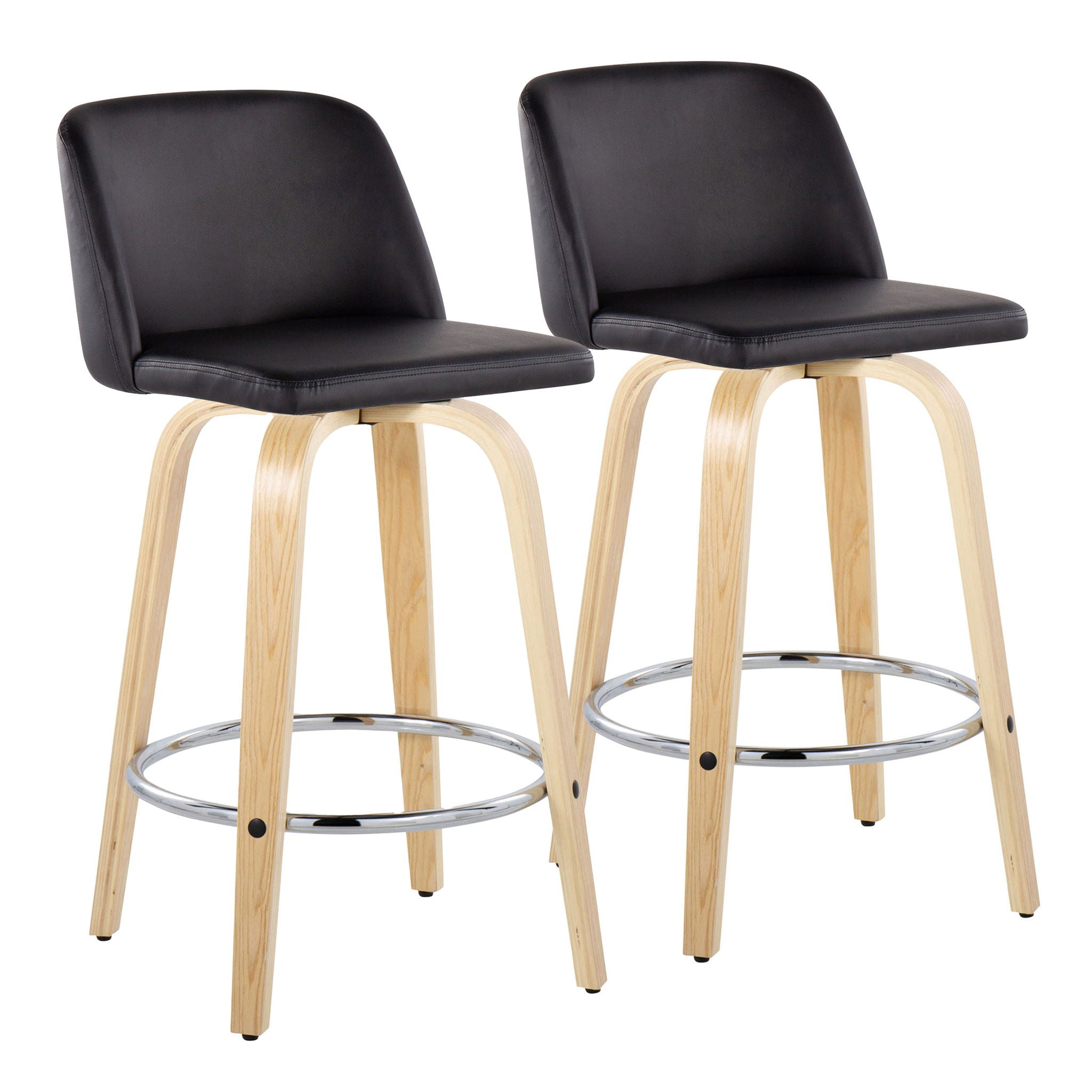 Toriano - Contemporary Fixed-Height Counter Stool With Swivel And Round Footrest (Set of 2) - Best Buy Furniture