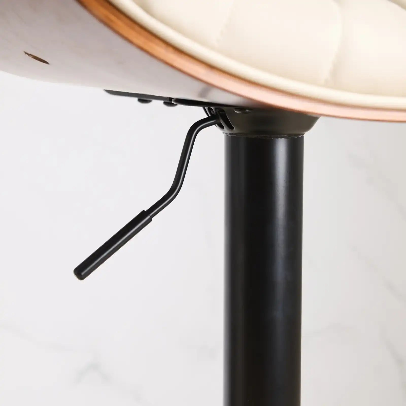 Mid Century Modern Walnut Bar Stool, Adjustable Black Leather Swivel Chair, Beige - Best Buy Furniture