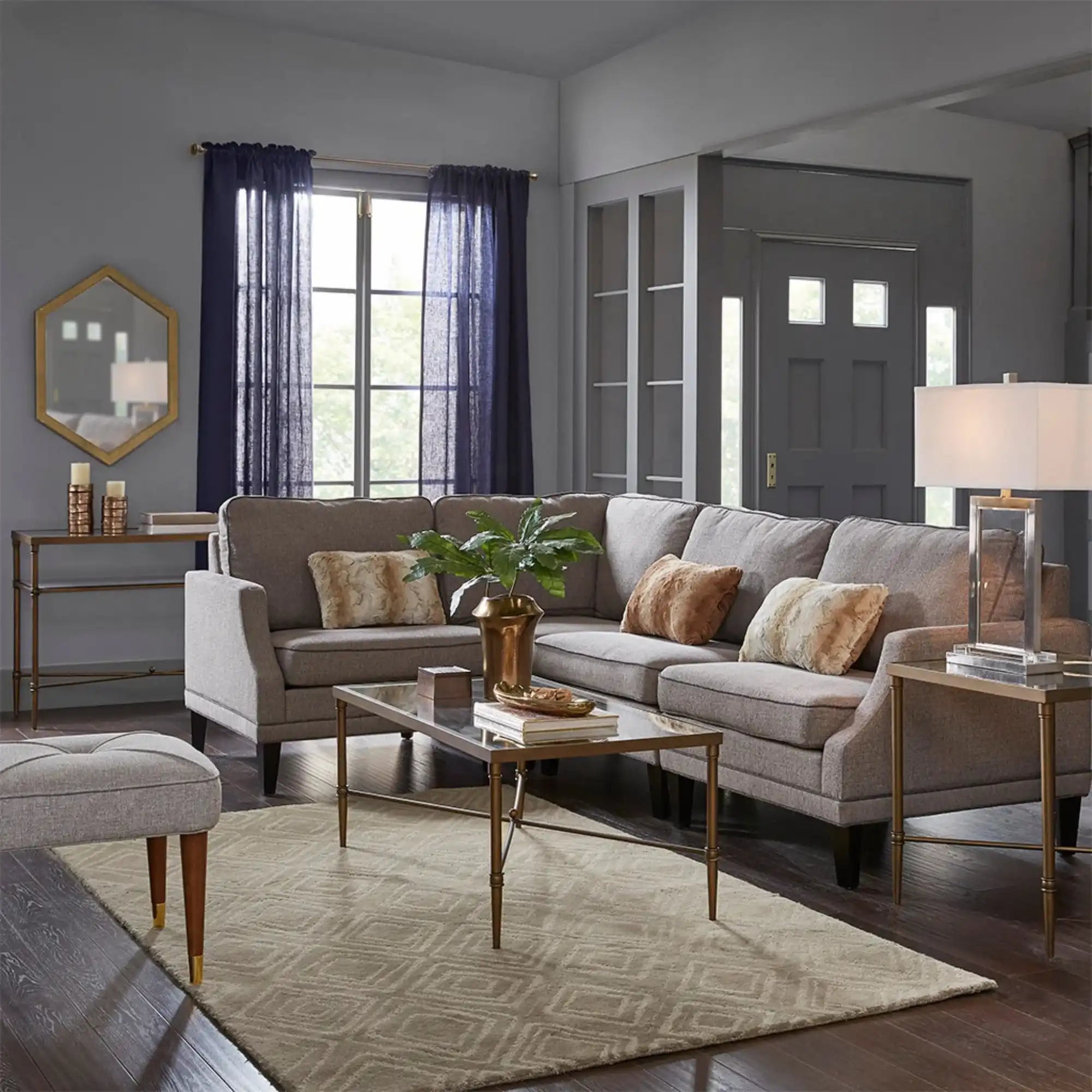 Metal Rectangle Coffee Table With Tempered Glass Top - Bronze - Best Buy Furniture