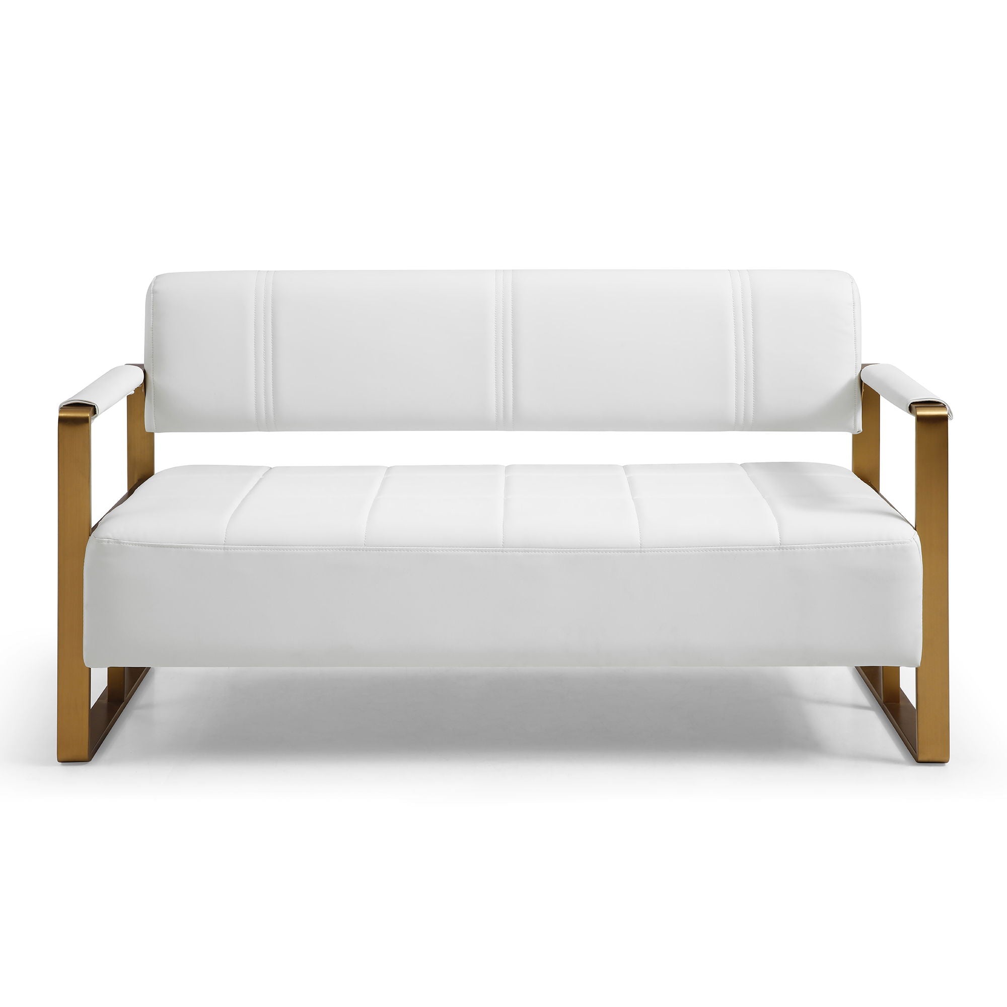 Modern Upholstery Accent Loveseat Sofa For Living Room 2 Seater With Golden Metal Arms - Best Buy Furniture