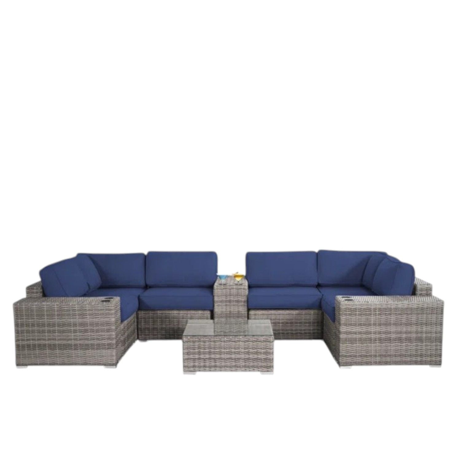 Modern Patio Rattan Sectional Set With Cushions - Best Buy Furniture