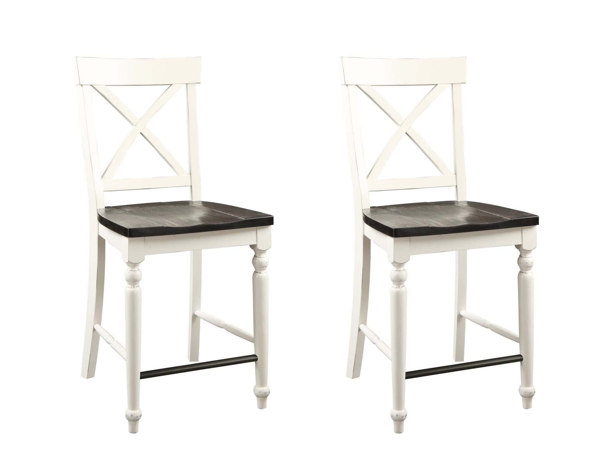 Mountina - 24" Tall Bar Stools (Set of 2) - Brown / White - Best Buy Furniture