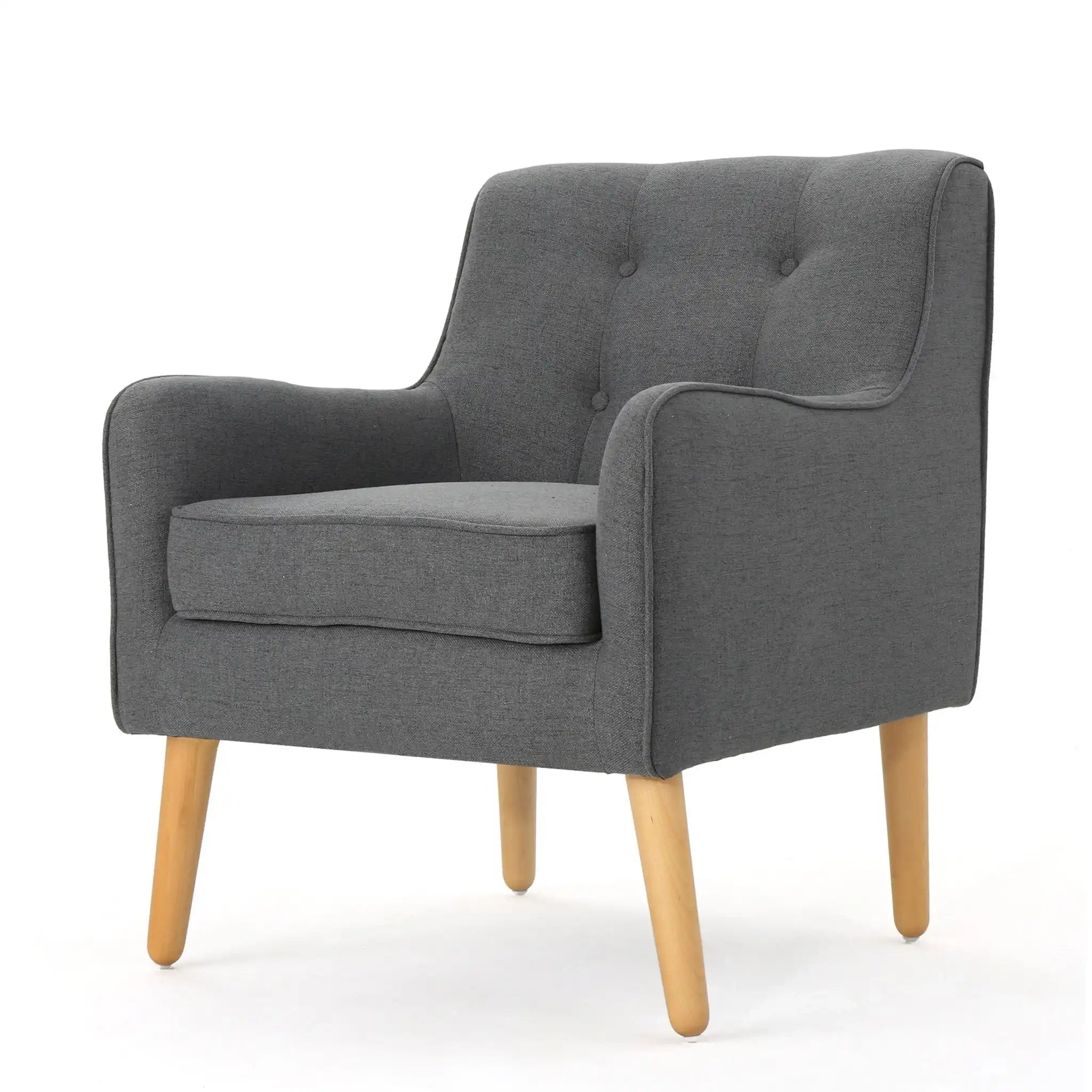 Modern Arm Chair With Tufted Back And Wooden Legs - Best Buy Furniture