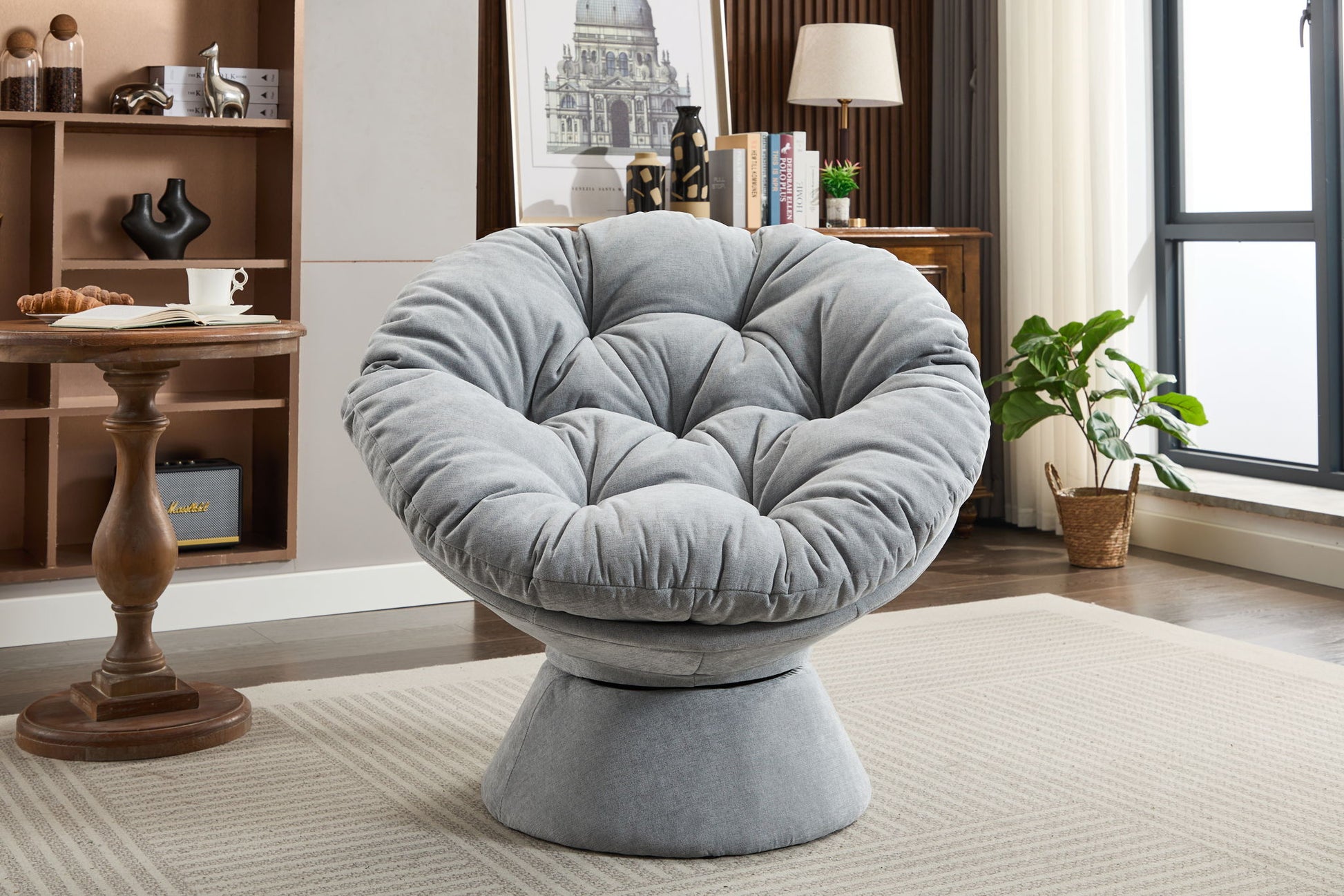 Oversized Swivel Accent Chair, 360 Swivel Barrel Chair, Papasan Chair For Living Room Bedroom - Best Buy Furniture
