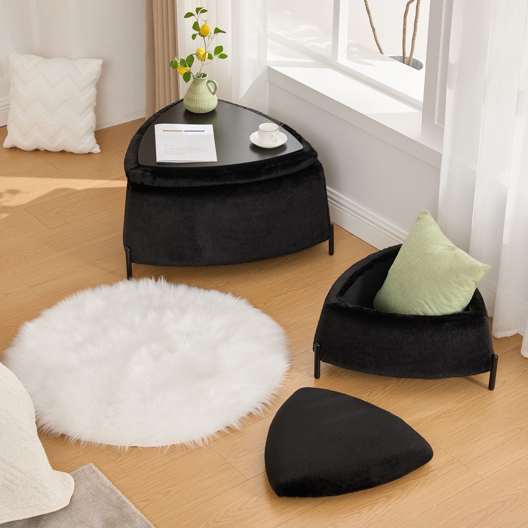 Upholstered Storage Ottoman Set With Reversible Lid - Best Buy Furniture
