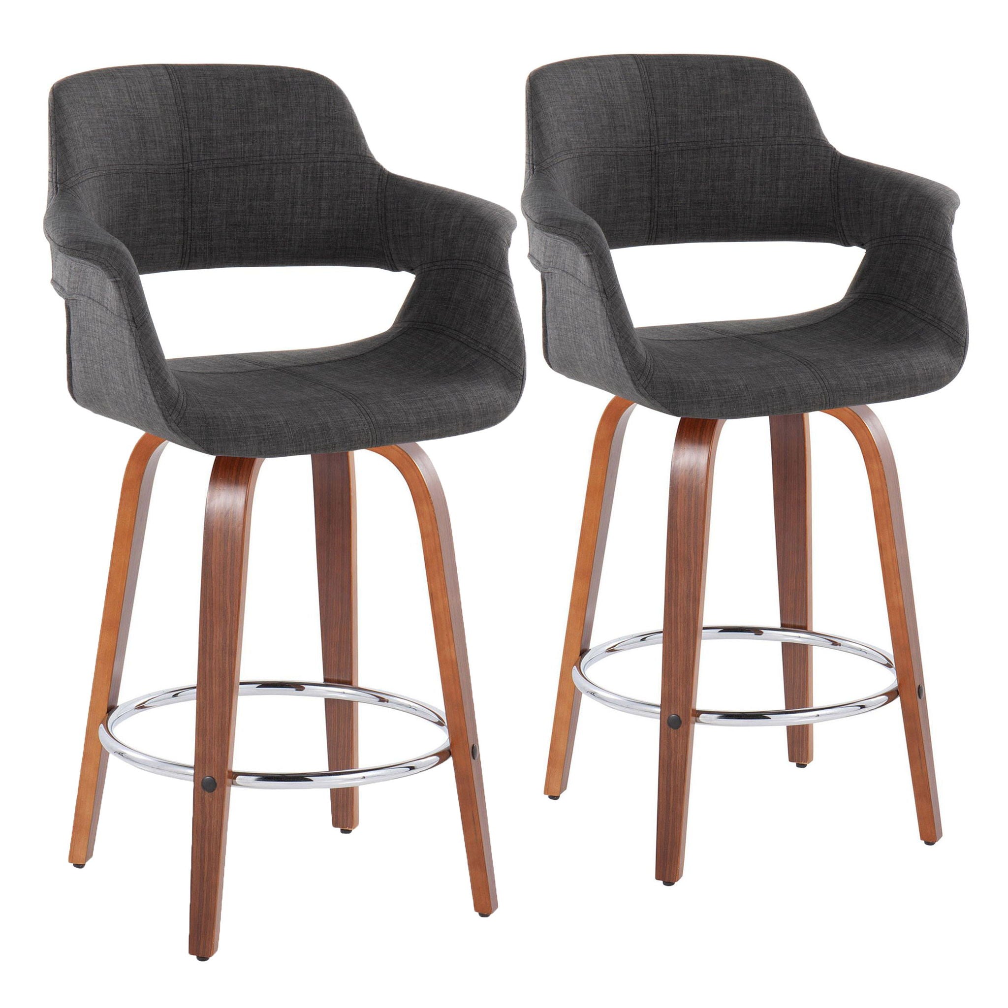 Vintage Flair - Mid-Century Modern Fixed Height Counter Stool With Swivel With Round Footrest (Set of 2) - Best Buy Furniture