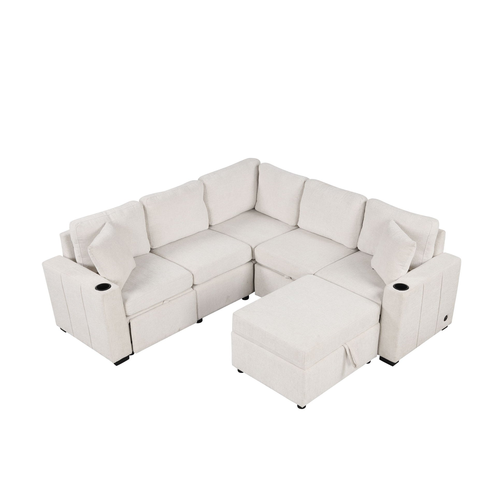 Sectional Sofa Convertible Pull-Out Sofa Bed With A Movable Storage Ottoman For Living Room - Best Buy Furniture